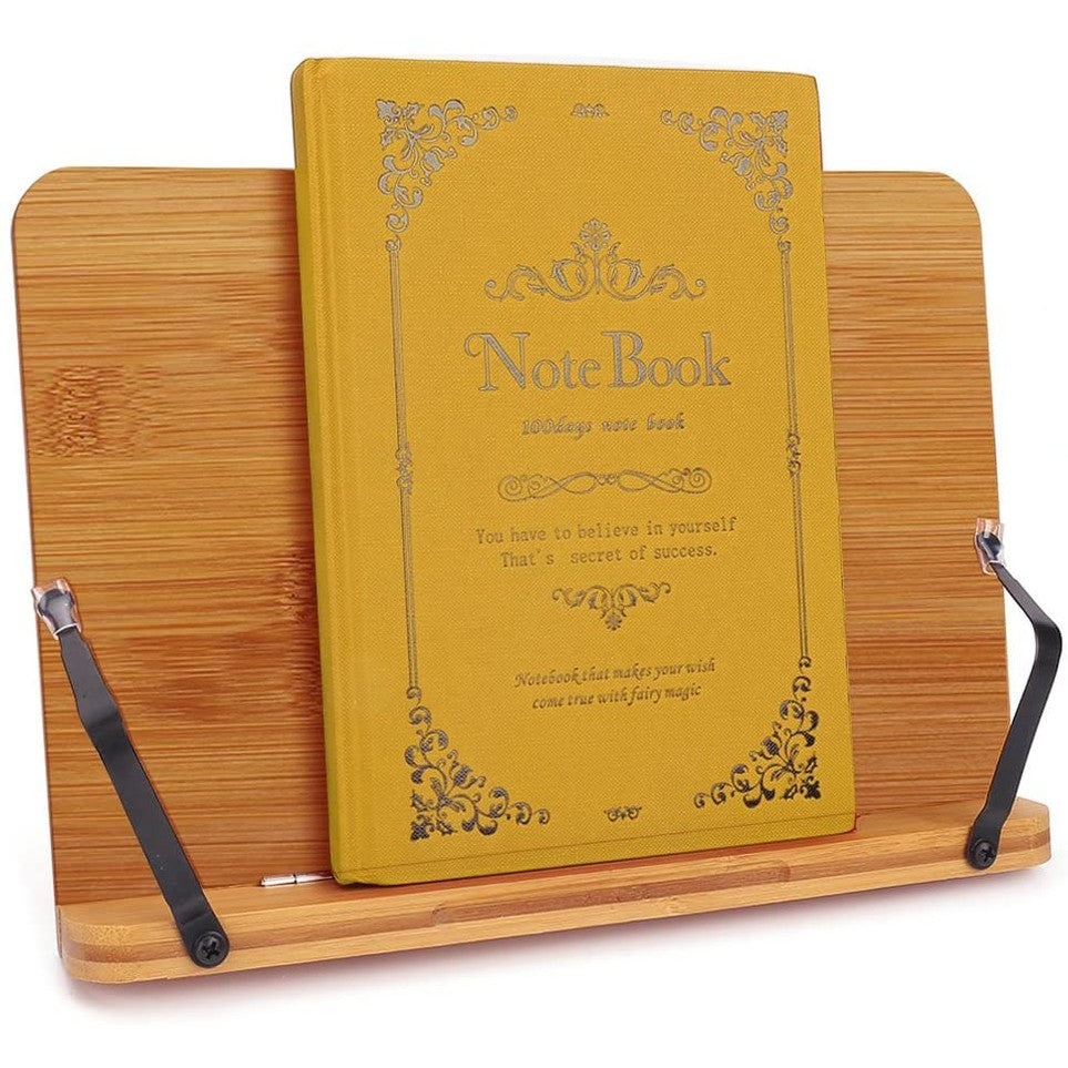 Bamboo Book Stand, Adjustable Book Holder Tray-Toppalletfly