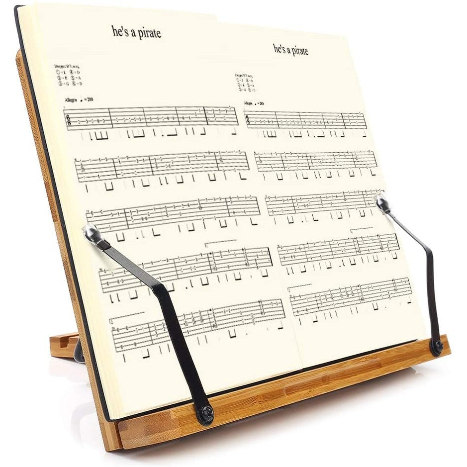 Bamboo Book Stand, Adjustable Book Holder Tray-Toppalletfly