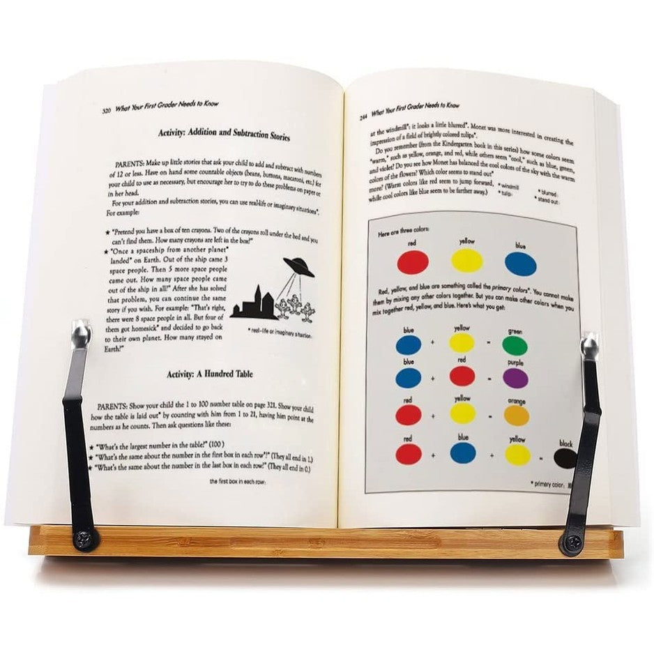 Bamboo Book Stand, Adjustable Book Holder Tray-Toppalletfly