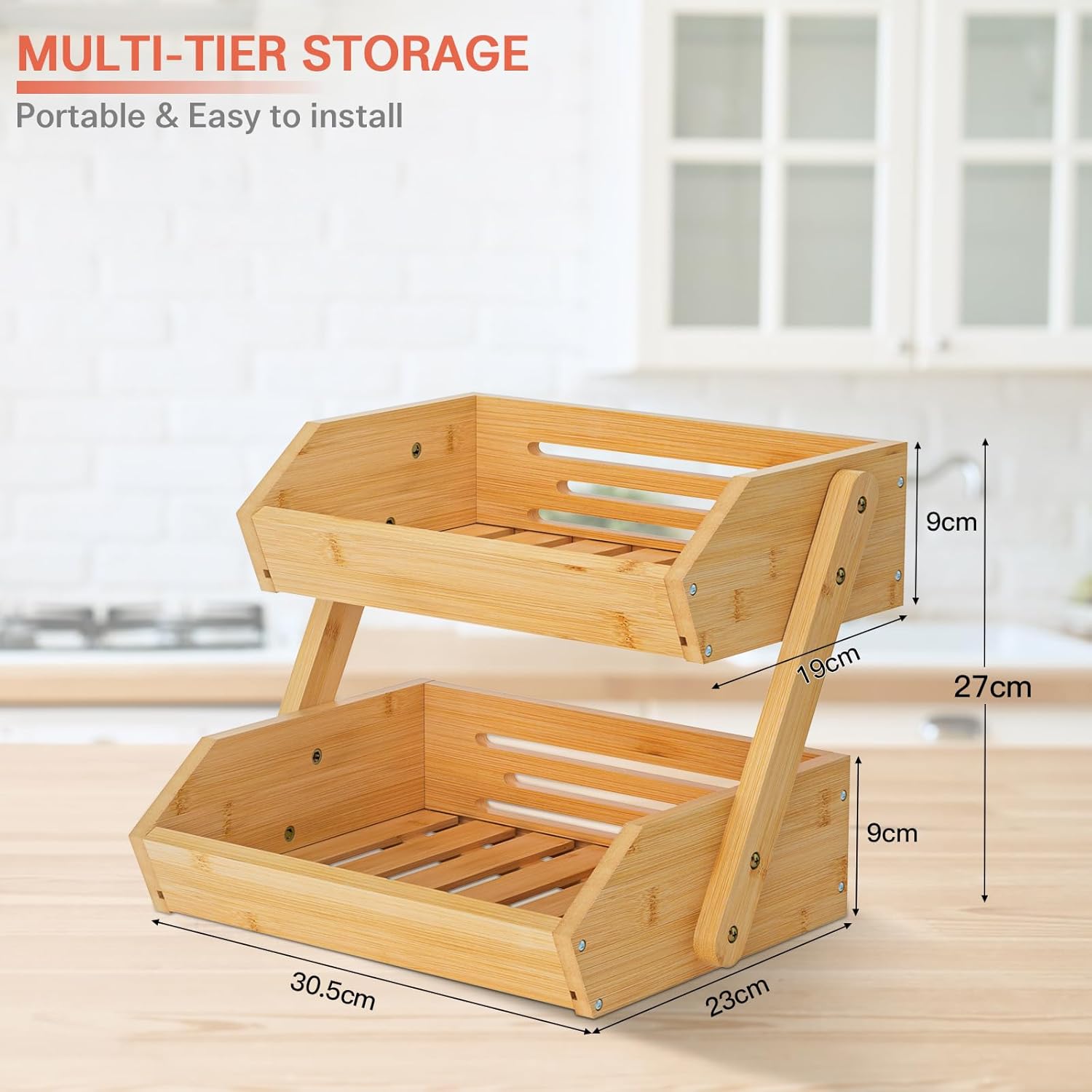 Bamboo Fruit Basket, Fruit Organizer-Toppalletfly