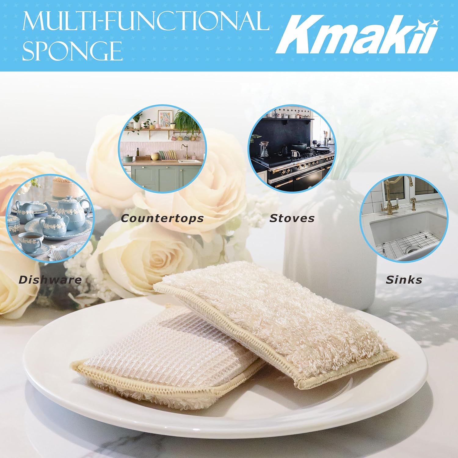 Bamboo Kitchen Sponges – Natural Fiber Cleaning Sponges-Toppalletfly