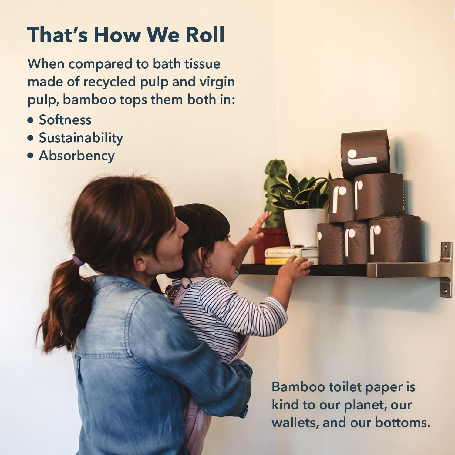 Bamboo Toilet Paper, 3-Ply Made From Tree-Free, 100% Bamboo Fibers, Eco-Friendly Zero Plastic Packaging-Toppalletfly