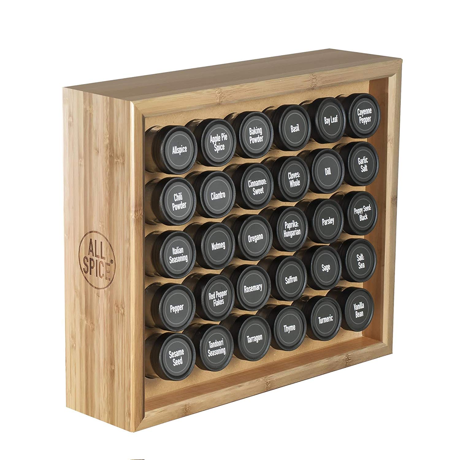 Bamboo Wooden Spice Rack with 60 Glass Jars and Waterproof Labels – Kitchen Countertop Organizer-Toppalletfly