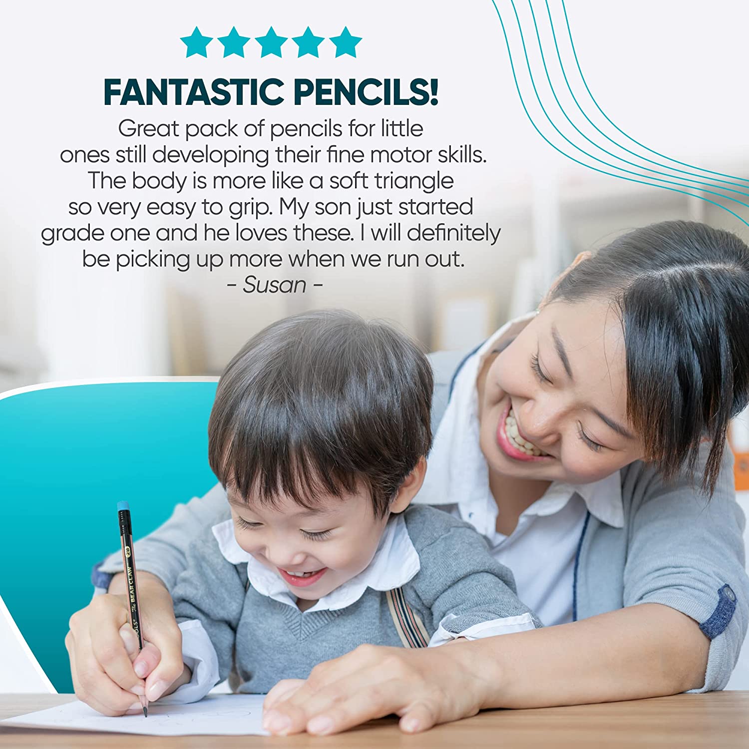 Bear Claw Pencils Fat, Thick, Strong, Triangular Grip, Graphite-Toppalletfly