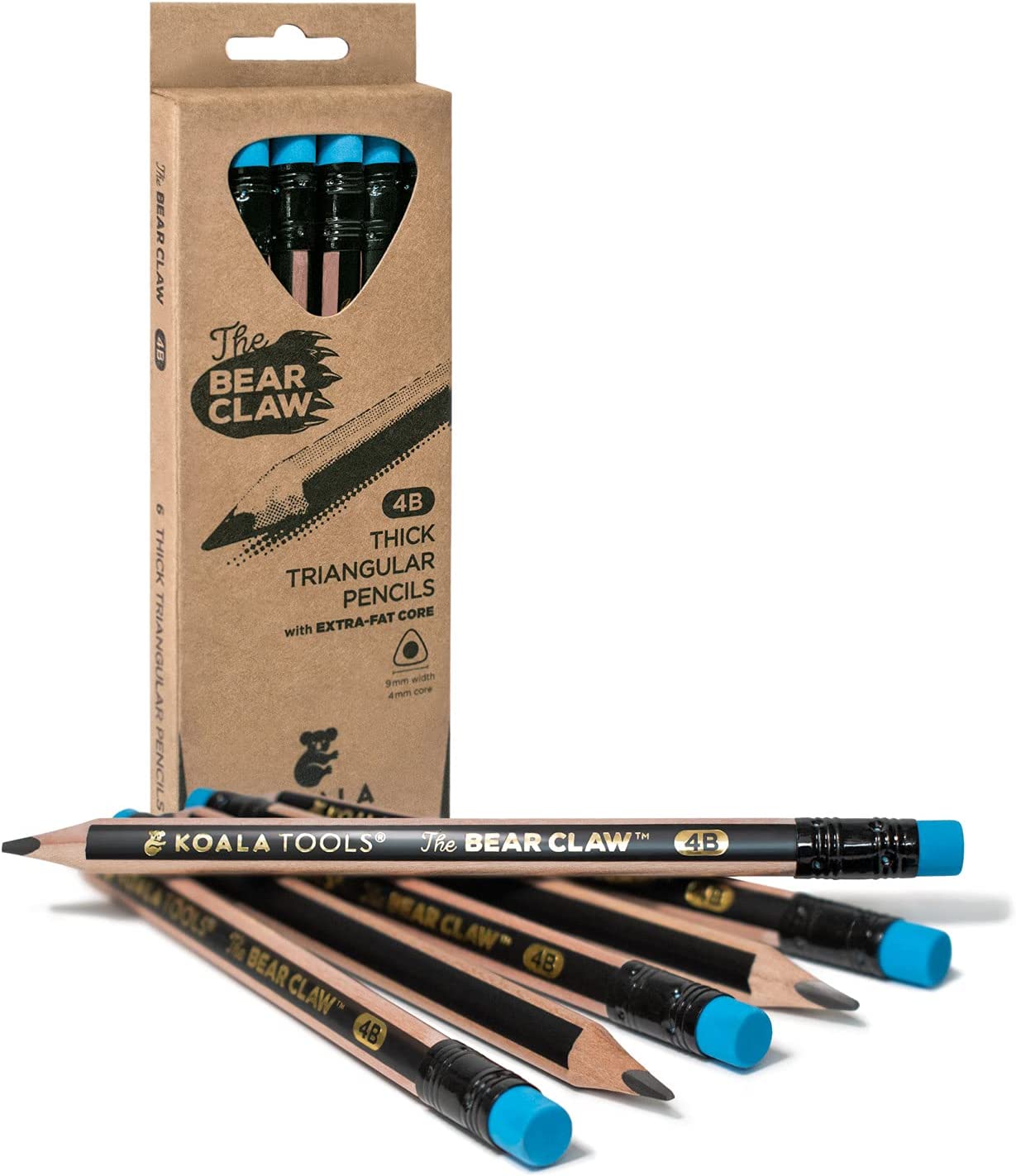 Bear Claw Pencils Fat, Thick, Strong, Triangular Grip, Graphite-Toppalletfly