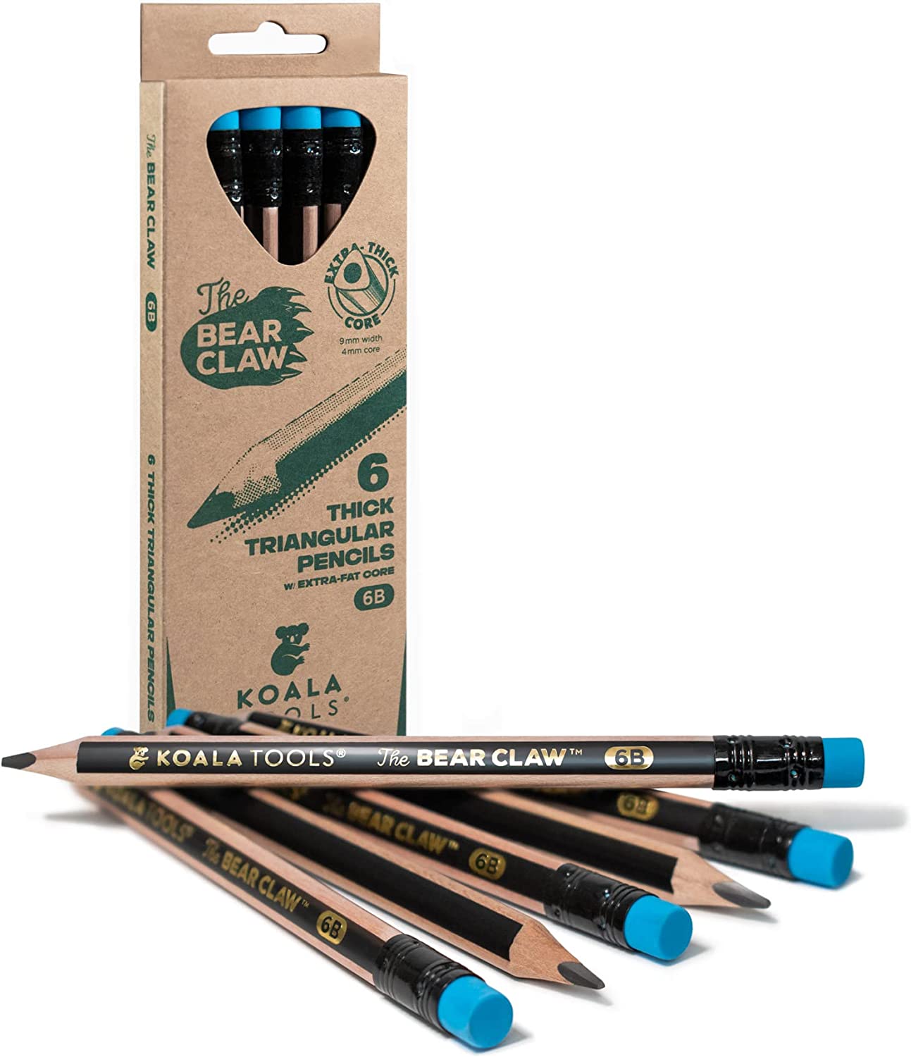 Bear Claw Pencils Fat, Thick, Strong, Triangular Grip, Graphite-Toppalletfly