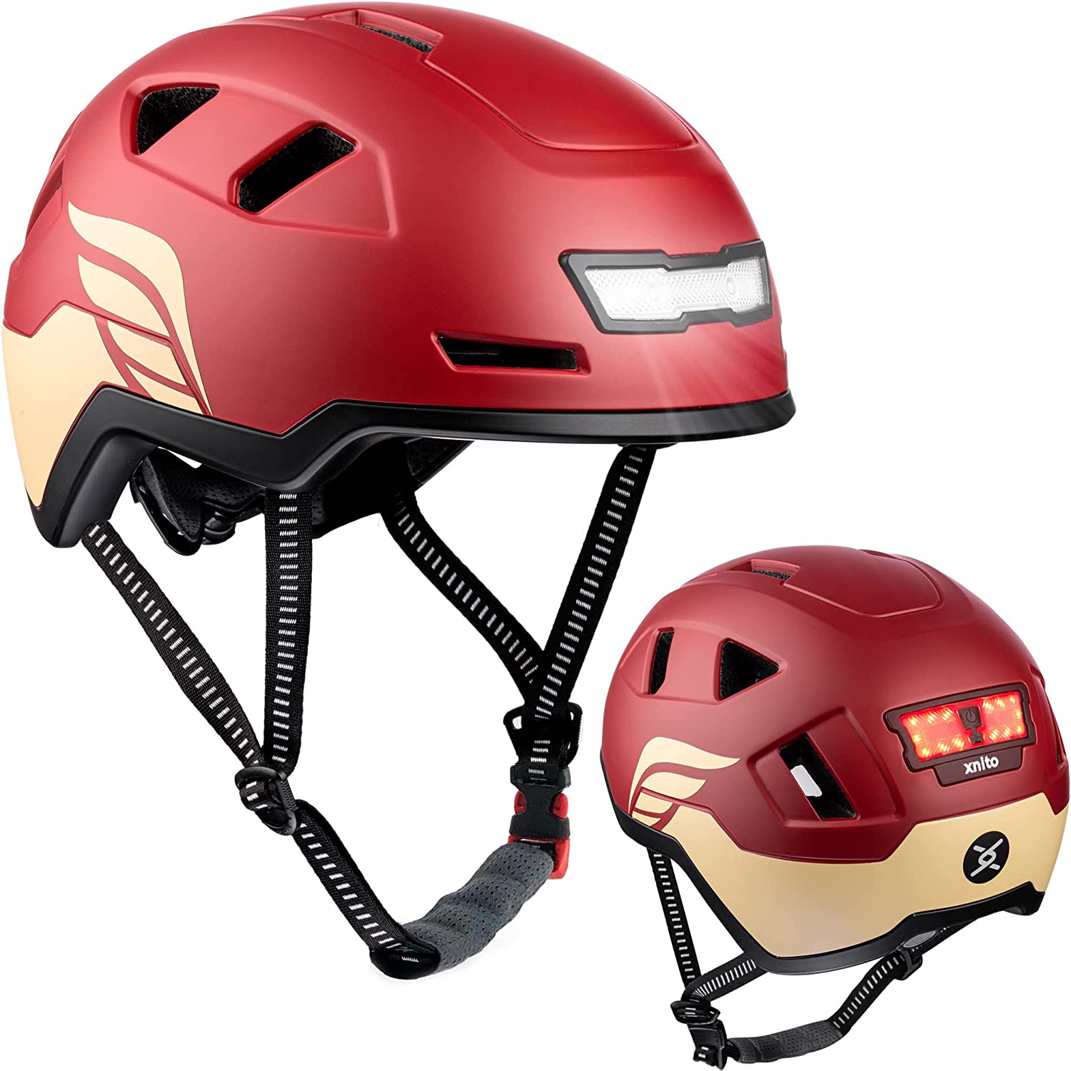 Bike Helmet with LED Lights - Urban Bicycle Helmet for Adults, Men & Women-Toppalletfly