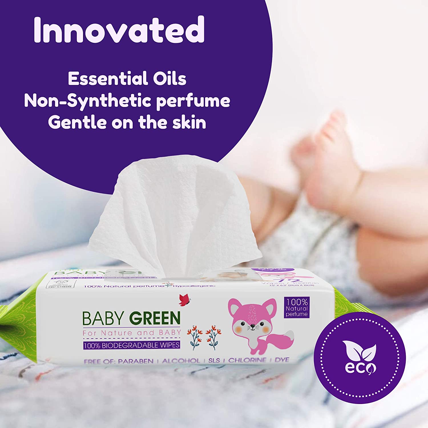 Biodegradable Baby Wipes, Natural Essential Oils, Compostable Wet Wipes for Babies & Adults with Sensitive Skin-Toppalletfly