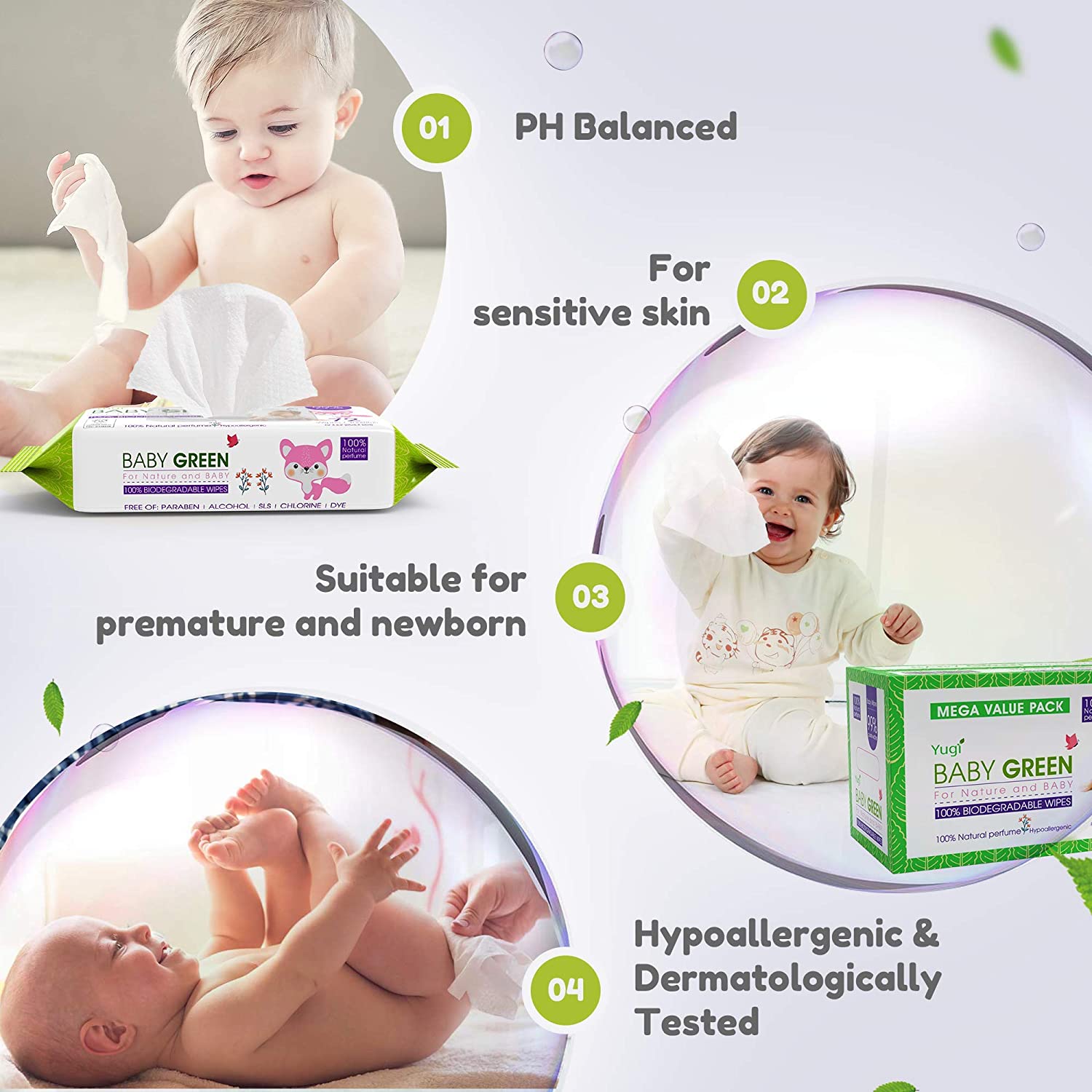 Biodegradable Baby Wipes, Natural Essential Oils, Compostable Wet Wipes for Babies & Adults with Sensitive Skin-Toppalletfly