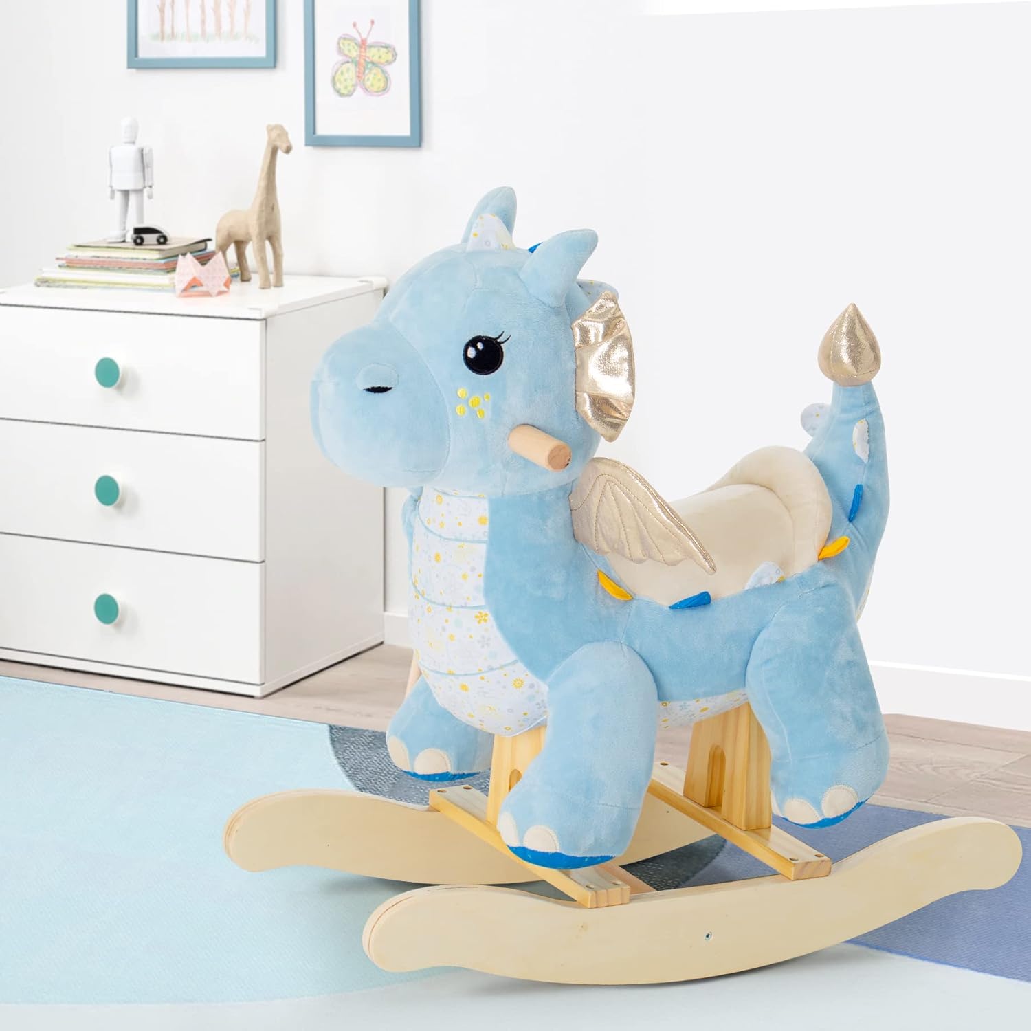 Blue Dragon Rocking Horse for Toddlers 12 Months+ Plush Stuffed Toy-Toppalletfly