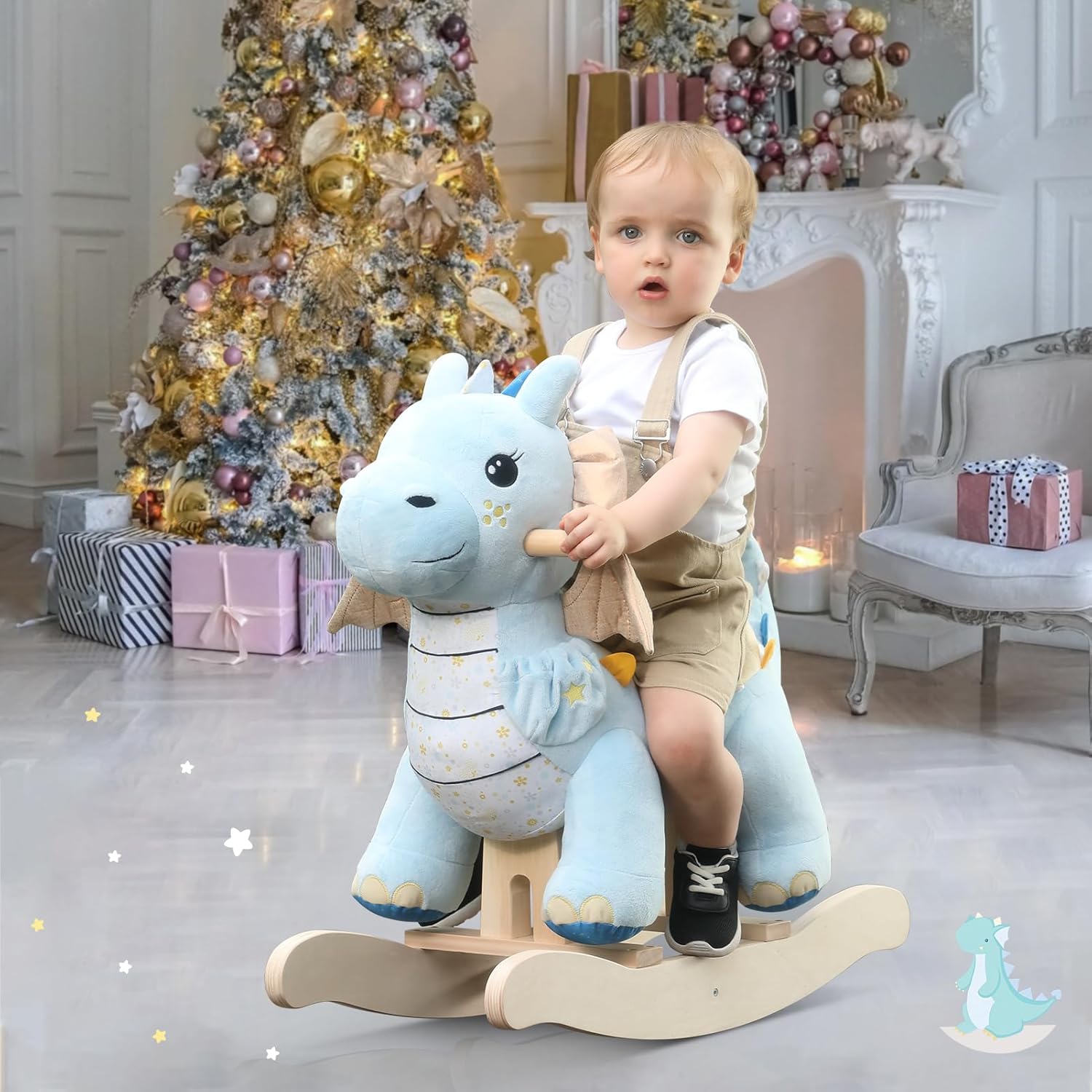 Blue Dragon Rocking Horse for Toddlers 12 Months+ Plush Stuffed Toy-Toppalletfly