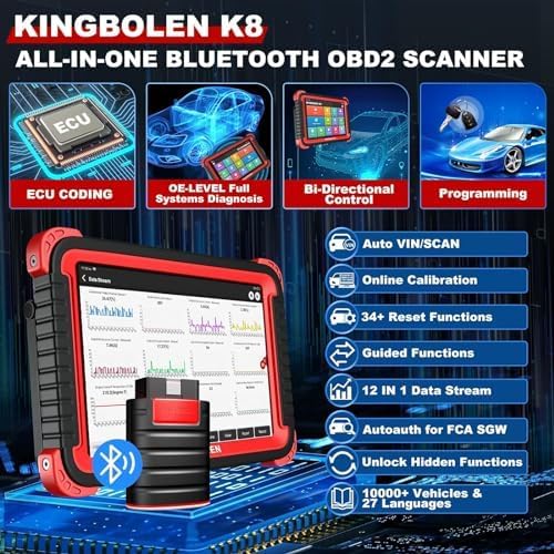 Bluetooth Scanner, Bidirectional Tool with ECU Coding, 31+ Resets, FCA AutoAuth, Crankshaft Relearn & Active Test for All Systems-Toppalletfly