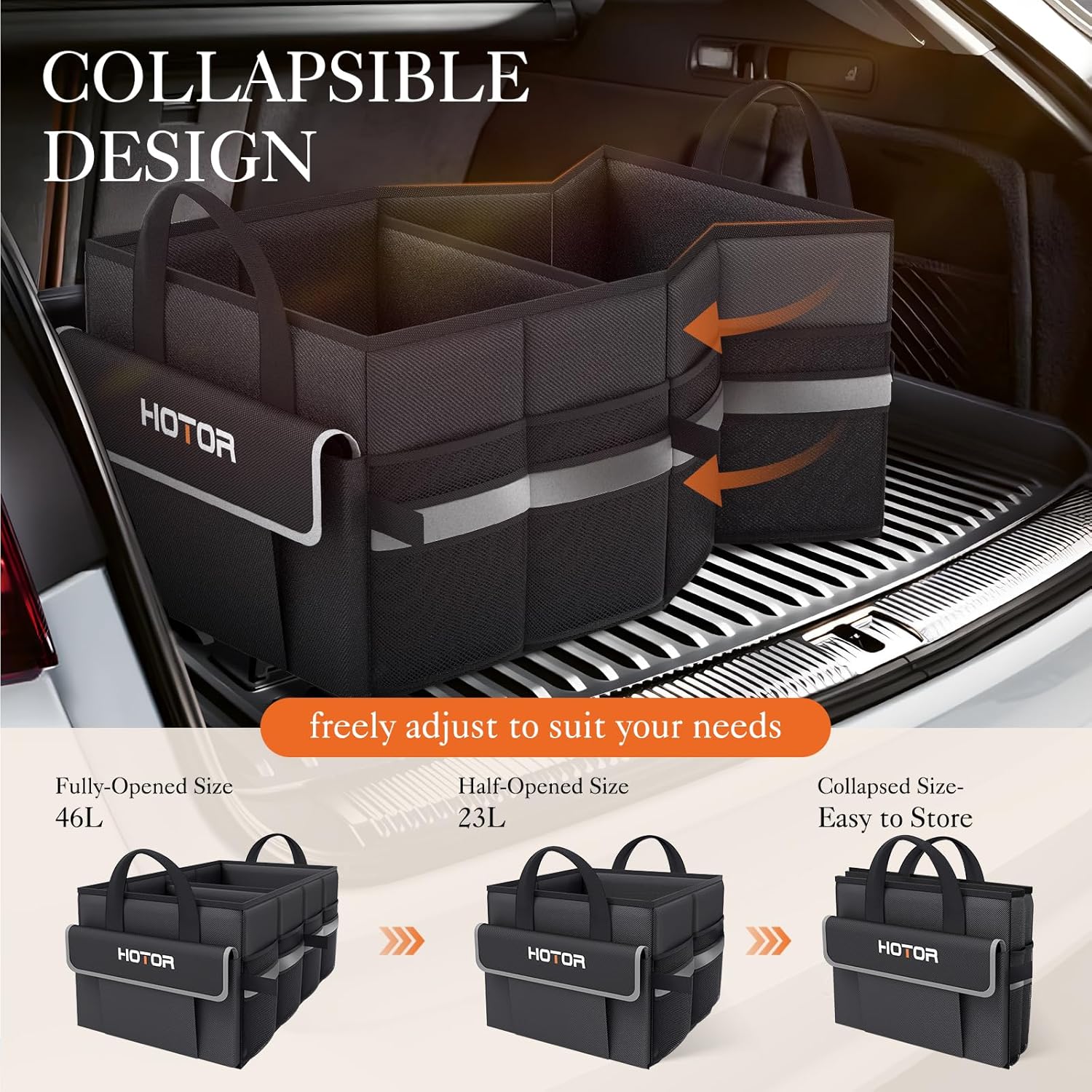 Car Trunk Organizer with 5 Pockets, Foldable & Sturdy for SUVs, Sedans, and Vans-Toppalletfly