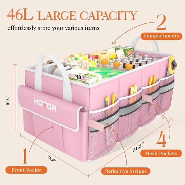 Car Trunk Organizer with 5 Pockets, Foldable & Sturdy for SUVs, Sedans, and Vans-Toppalletfly
