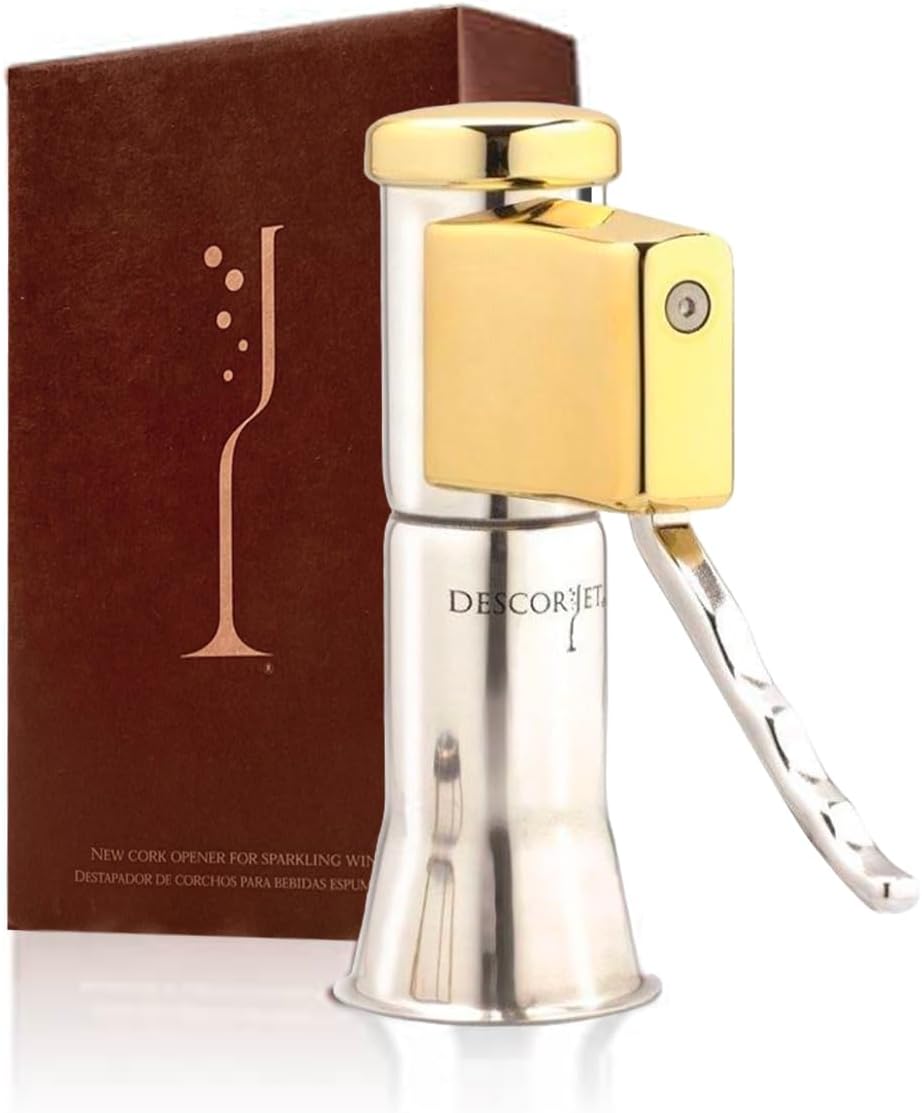 Champagne Bottle Opener, One-hand Corkscrew, Stainless Steel with Golden Details-Toppalletfly