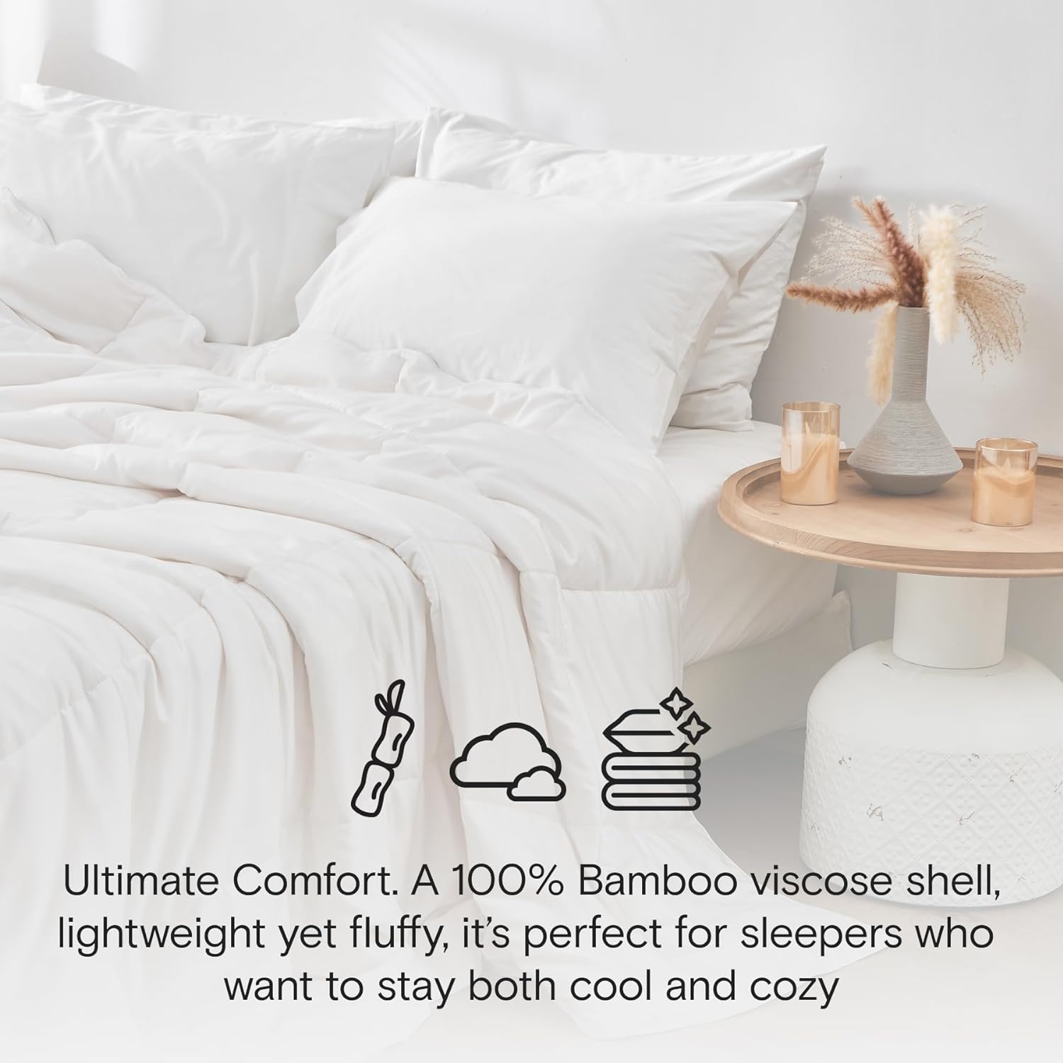 Comforter, 100% Viscose Derived from Bamboo, Breathable, Lightweight, Soft, Down Alternative Duvet Insert, 8 Loops-Toppalletfly