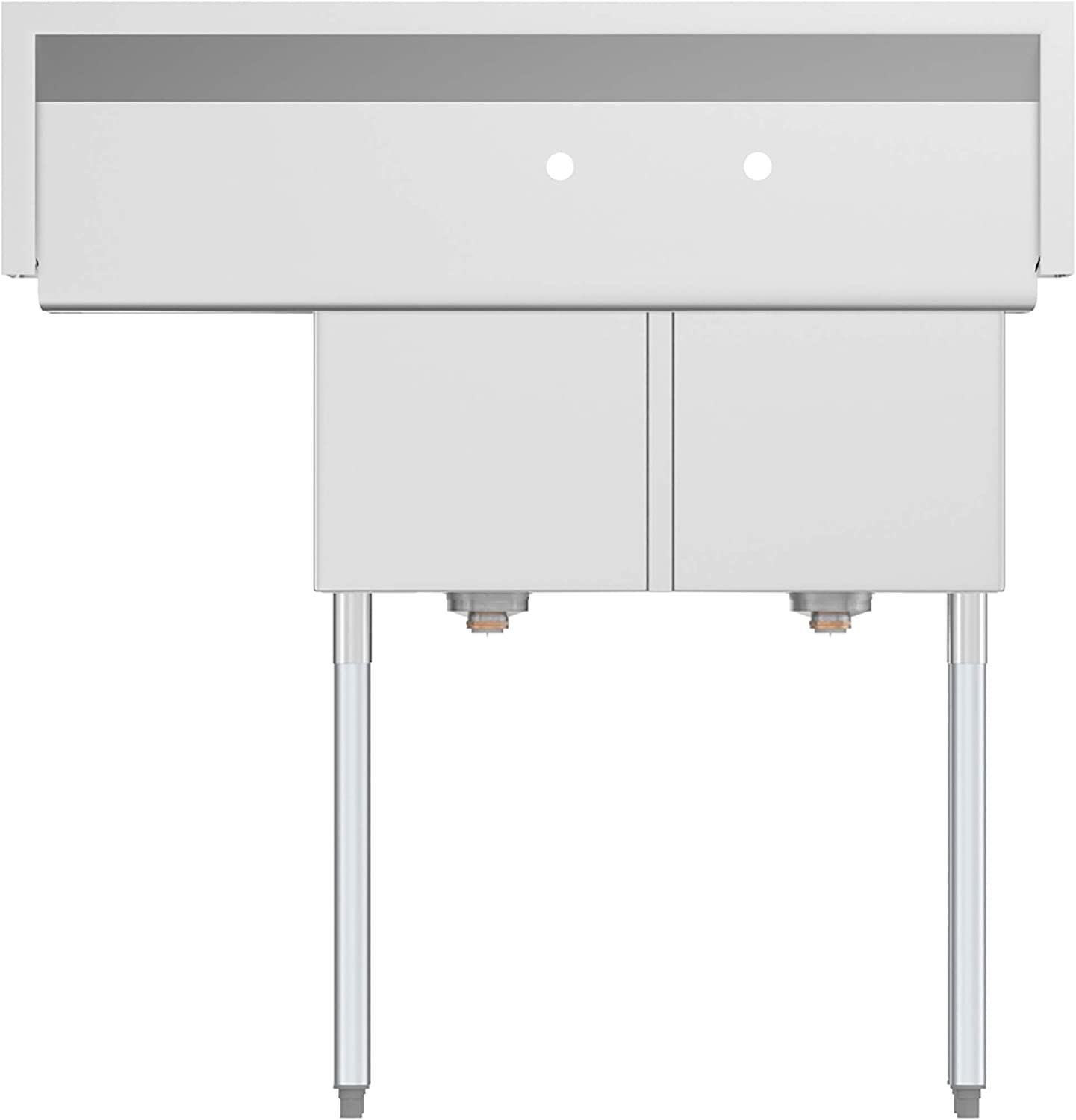 Commercial Kitchen Prep & Utility Sink with Drainboard, 2 Compartment Stainless Steel - Bowl Size 14" x 16" x 11"-Toppalletfly