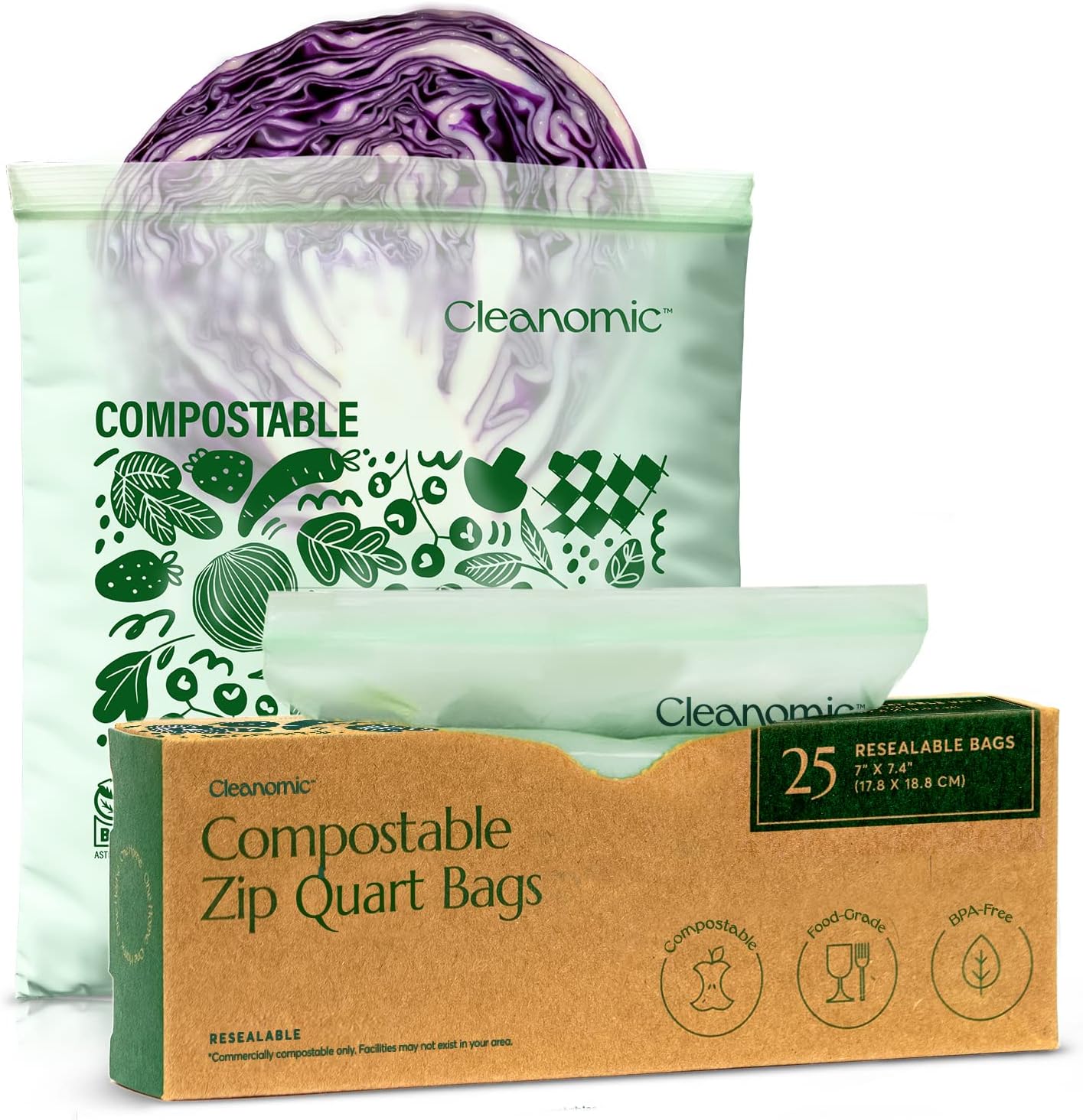 Compostable Food Storage Bag Bundle, Gallon, Quart, Sandwich and Snack Sizes-Toppalletfly