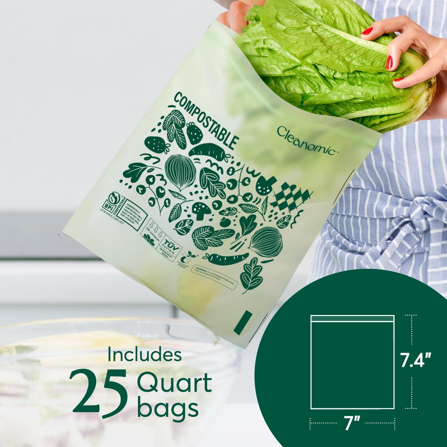 Compostable Food Storage Bag Bundle, Gallon, Quart, Sandwich and Snack Sizes-Toppalletfly