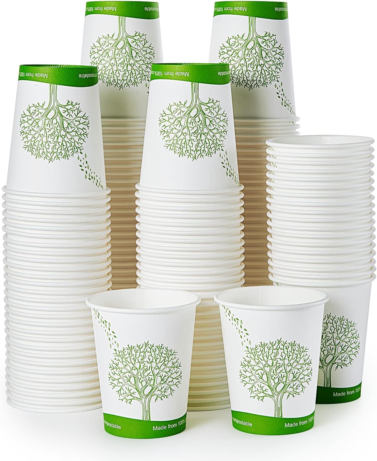 Compostable Paper Cups, Biodegradable Disposable Paper Coffee Cups with PLA Lined, Eco-friendly Hot Drinking Cups-Toppalletfly