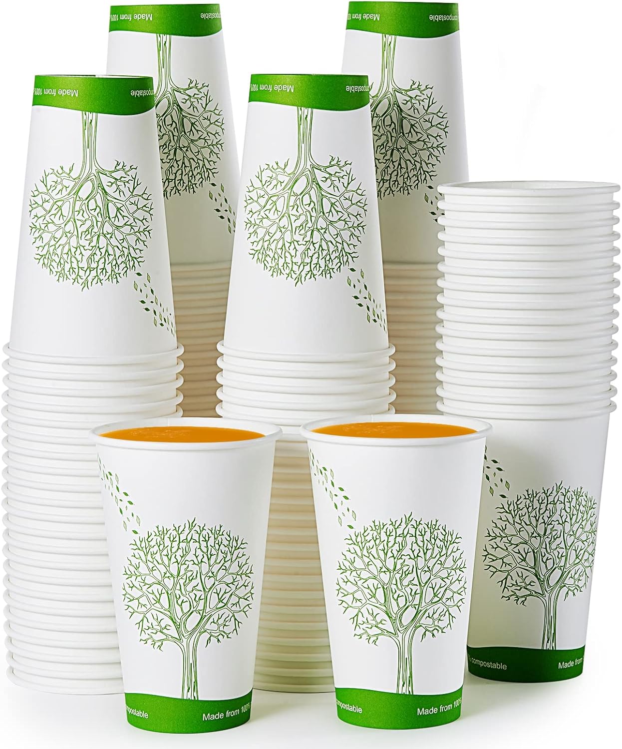 Compostable Paper Cups, Biodegradable Disposable Paper Coffee Cups with PLA Lined, Eco-friendly Hot Drinking Cups-Toppalletfly