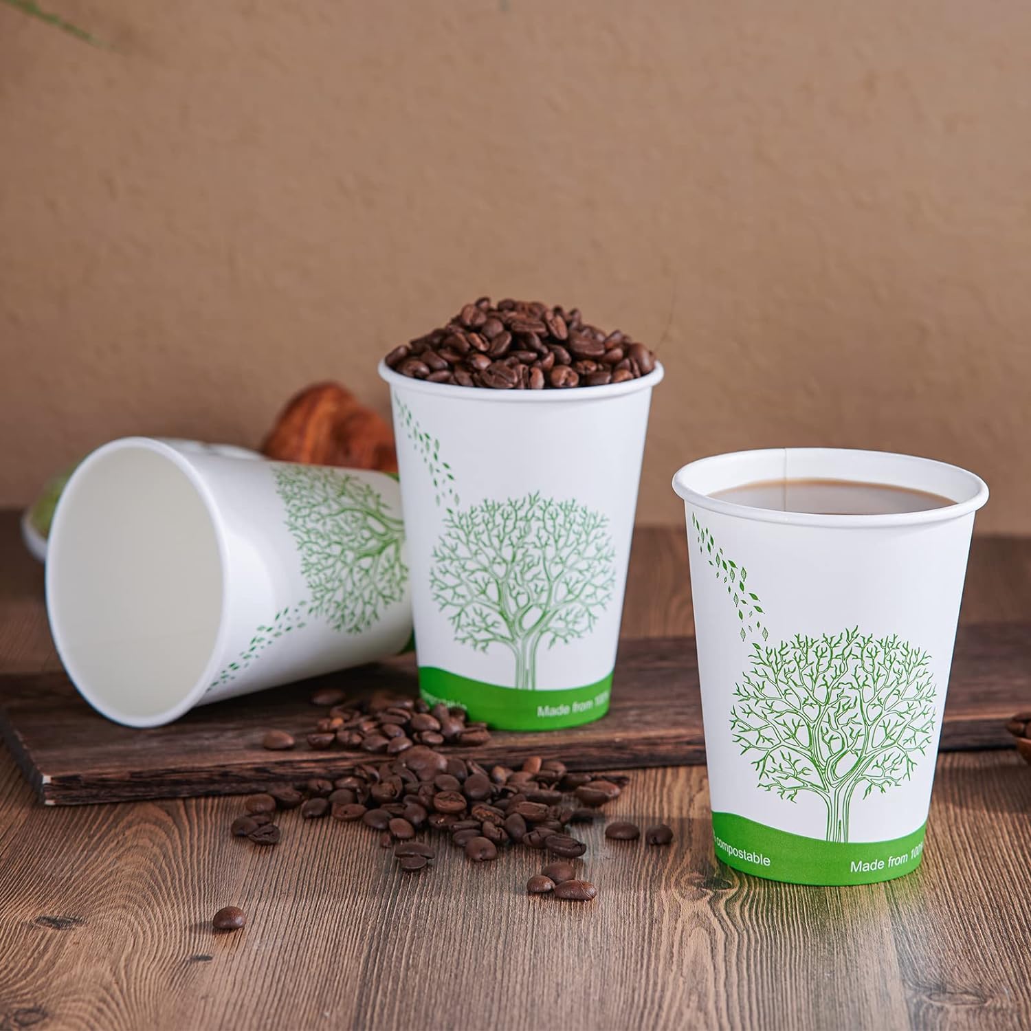 Compostable Paper Cups, Biodegradable Disposable Paper Coffee Cups with PLA Lined, Eco-friendly Hot Drinking Cups-Toppalletfly
