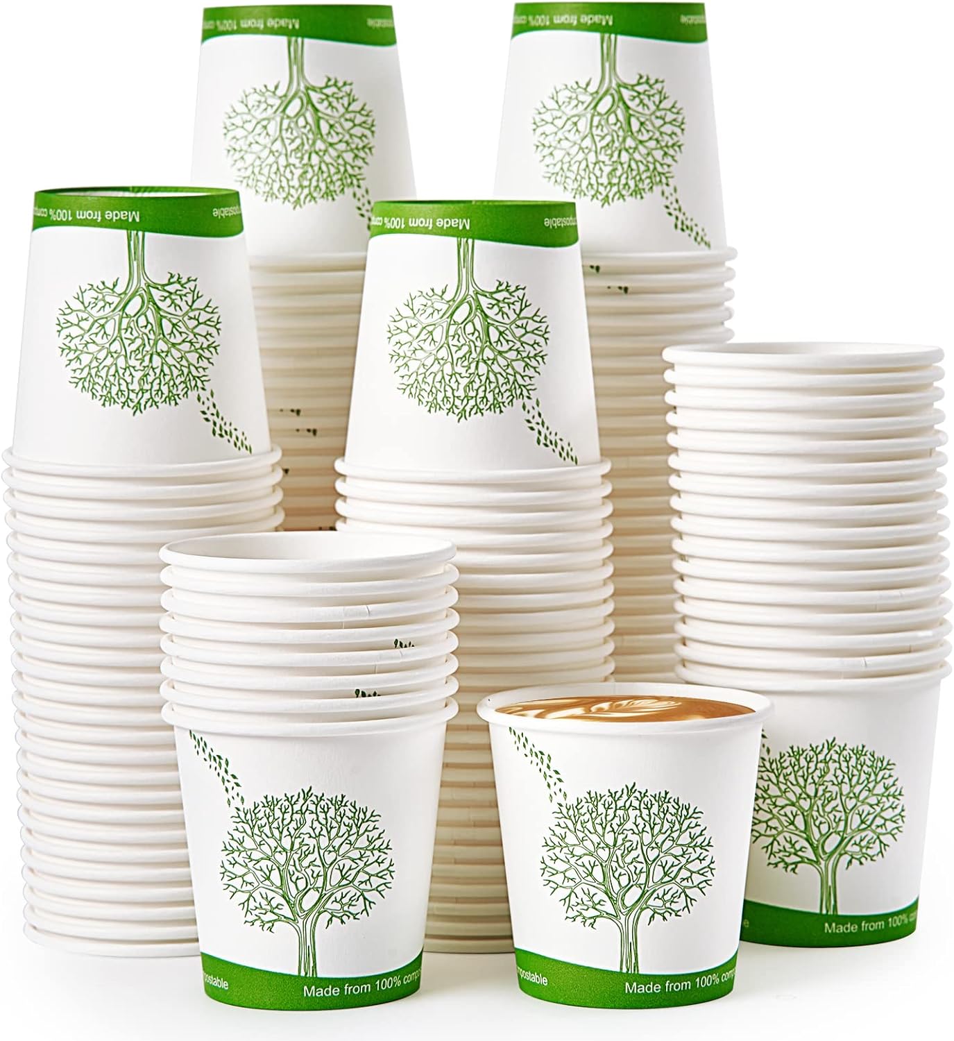 Compostable Paper Cups, Biodegradable Disposable Paper Coffee Cups with PLA Lined, Eco-friendly Hot Drinking Cups-Toppalletfly