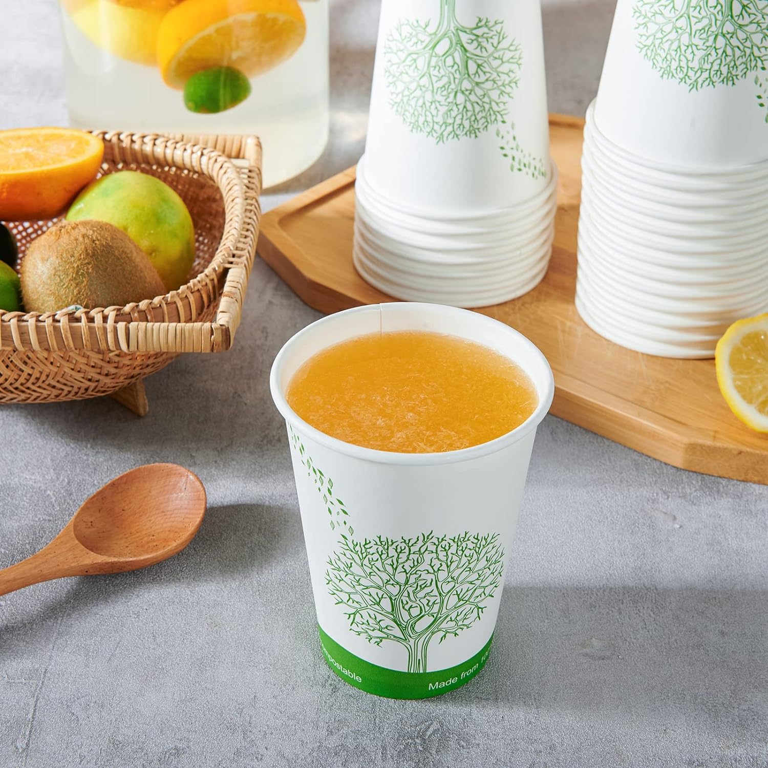 Compostable Paper Cups, Biodegradable Disposable Paper Coffee Cups with PLA Lined, Eco-friendly Hot Drinking Cups-Toppalletfly