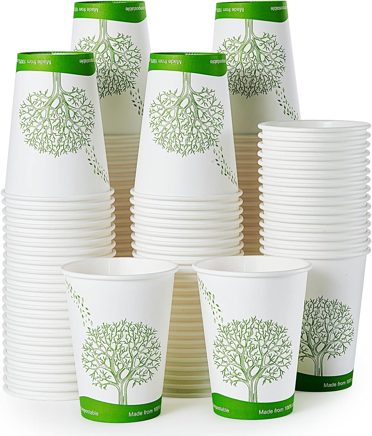 Compostable Paper Cups, Biodegradable Disposable Paper Coffee Cups with PLA Lined, Eco-friendly Hot Drinking Cups-Toppalletfly