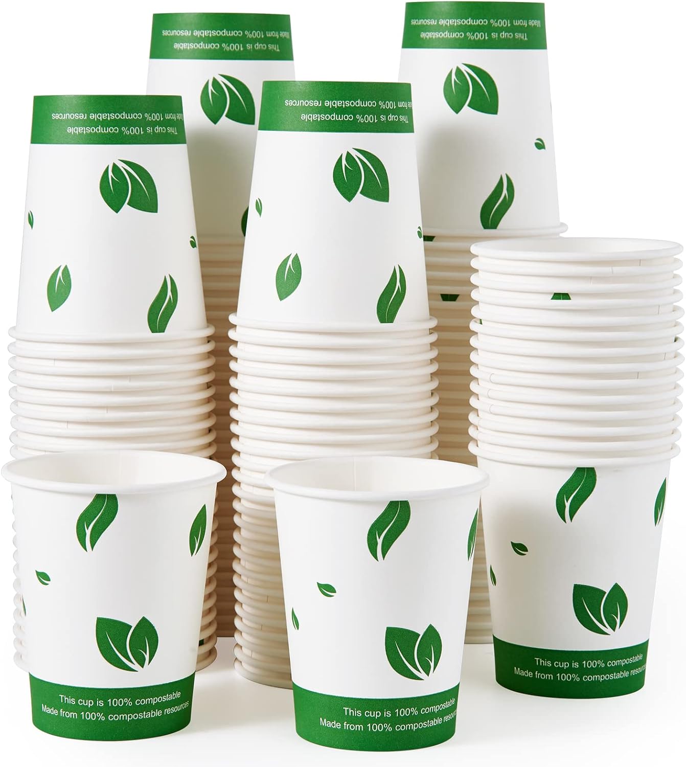 Compostable Paper Cups, Biodegradable Disposable Paper Coffee Cups with PLA Lined, Eco-friendly Hot Drinking Cups-Toppalletfly