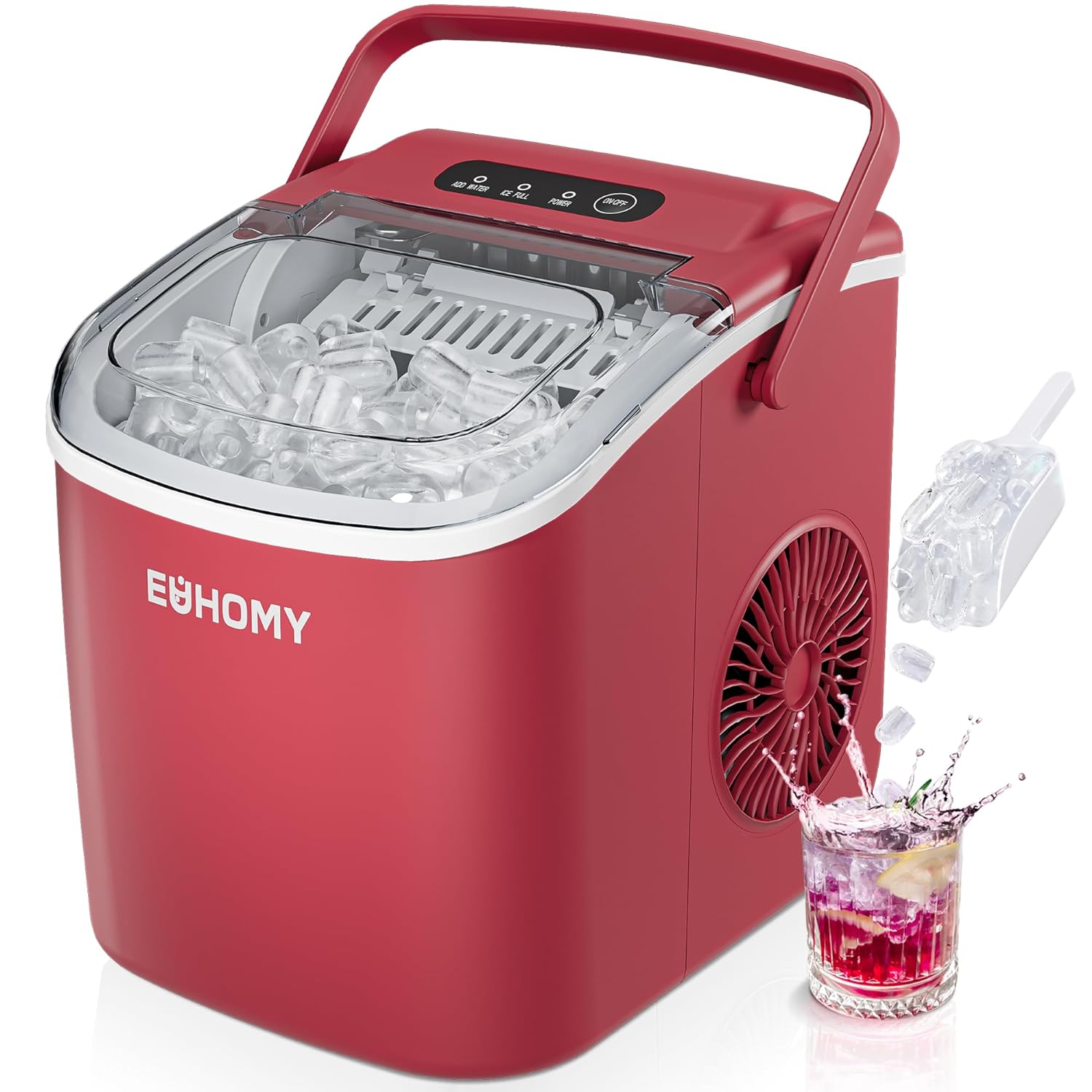 Countertop Ice Maker – 26 lbs/24hrs, 9 Cubes in 6 Mins, Auto-Cleaning, Portable with Basket & Scoop-Toppalletfly