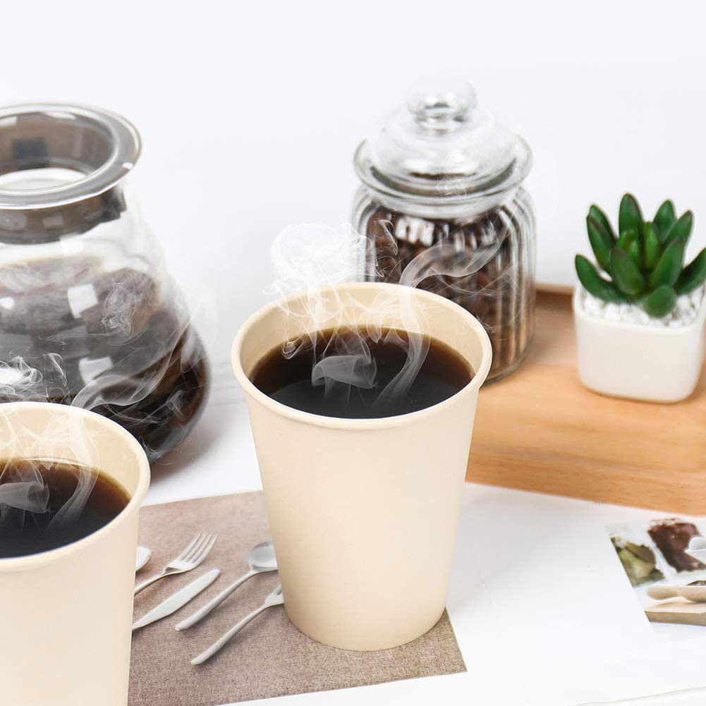 Disposable Bamboo Fiber Coffee Cups – 15 oz Natural Brown Paper Hot Beverage Cups-Toppalletfly