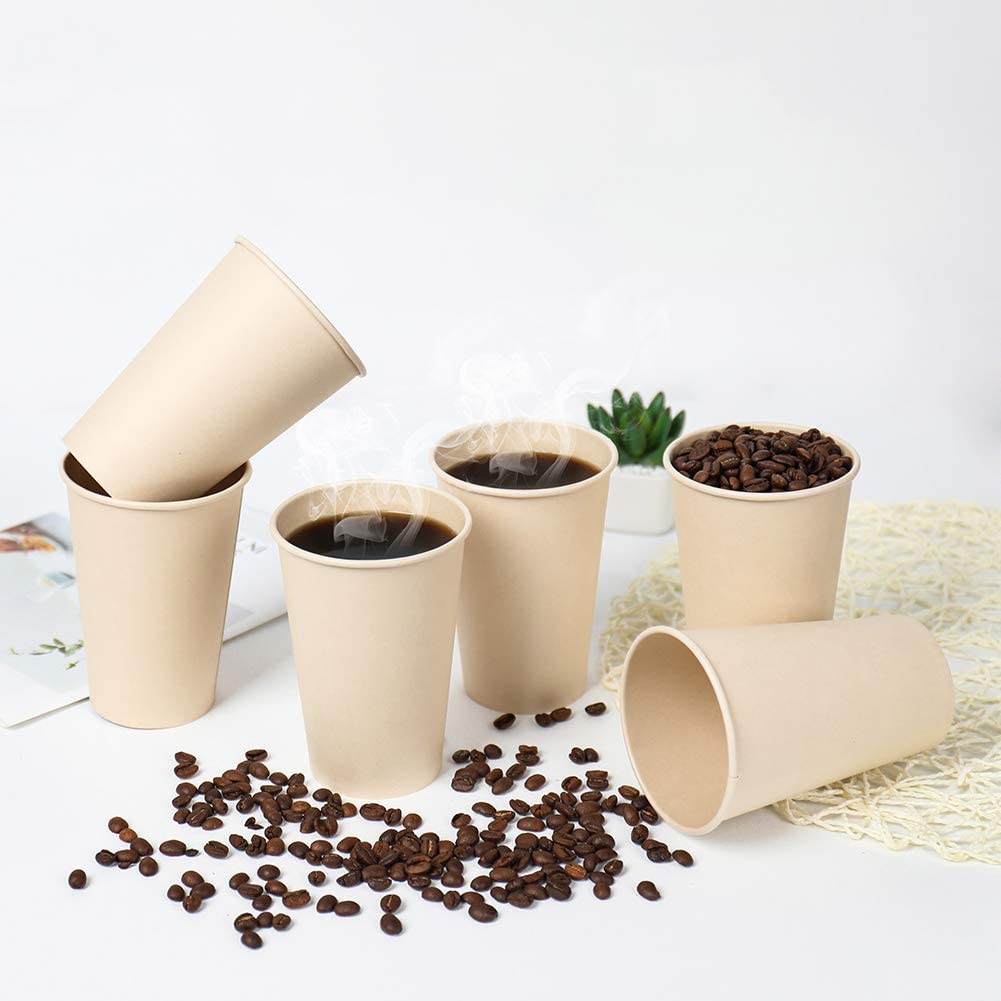 Disposable Bamboo Fiber Coffee Cups – 15 oz Natural Brown Paper Hot Beverage Cups-Toppalletfly