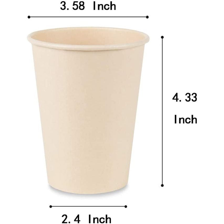 Disposable Bamboo Fiber Coffee Cups – 15 oz Natural Brown Paper Hot Beverage Cups-Toppalletfly