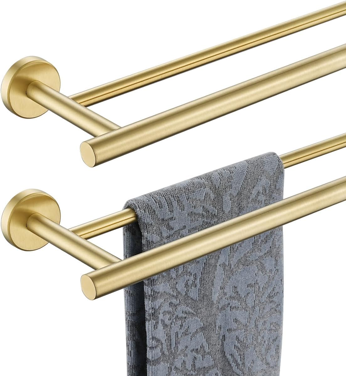 Double Towel Bar, 304 Stainless Steel Thicken 0.8mm Bath Towel Rack for Bathroom, Towel Holder Wall Mount-Toppalletfly