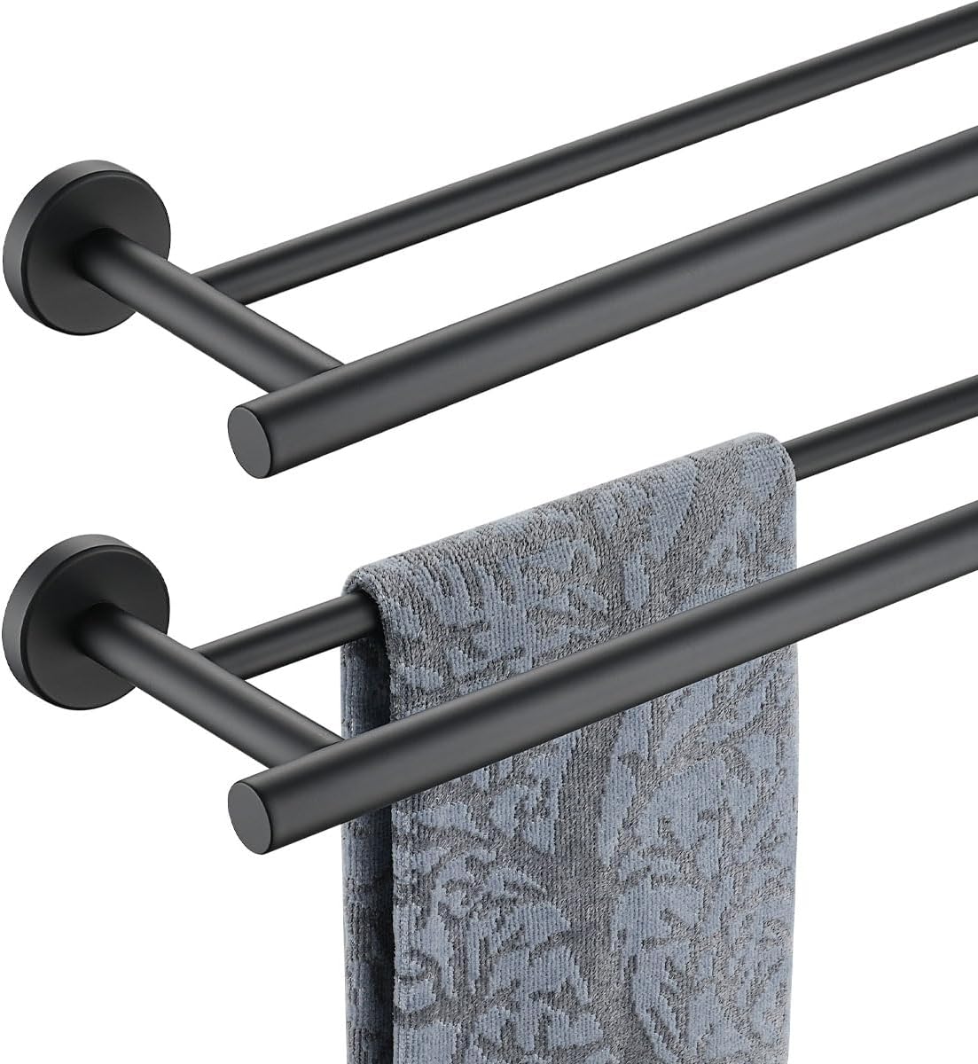 Double Towel Bar, 304 Stainless Steel Thicken 0.8mm Bath Towel Rack for Bathroom, Towel Holder Wall Mount-Toppalletfly