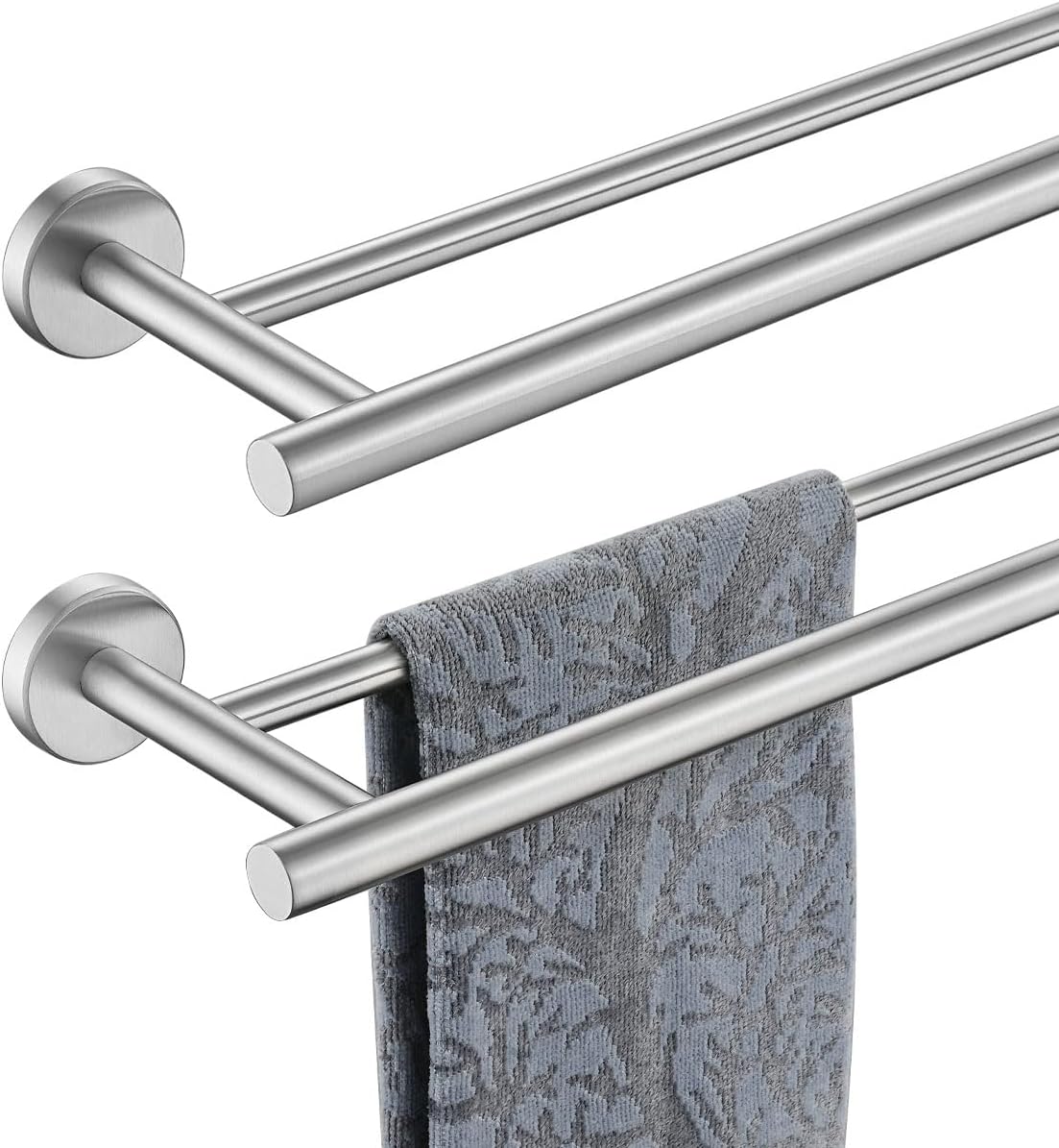 Double Towel Bar, 304 Stainless Steel Thicken 0.8mm Bath Towel Rack for Bathroom, Towel Holder Wall Mount-Toppalletfly