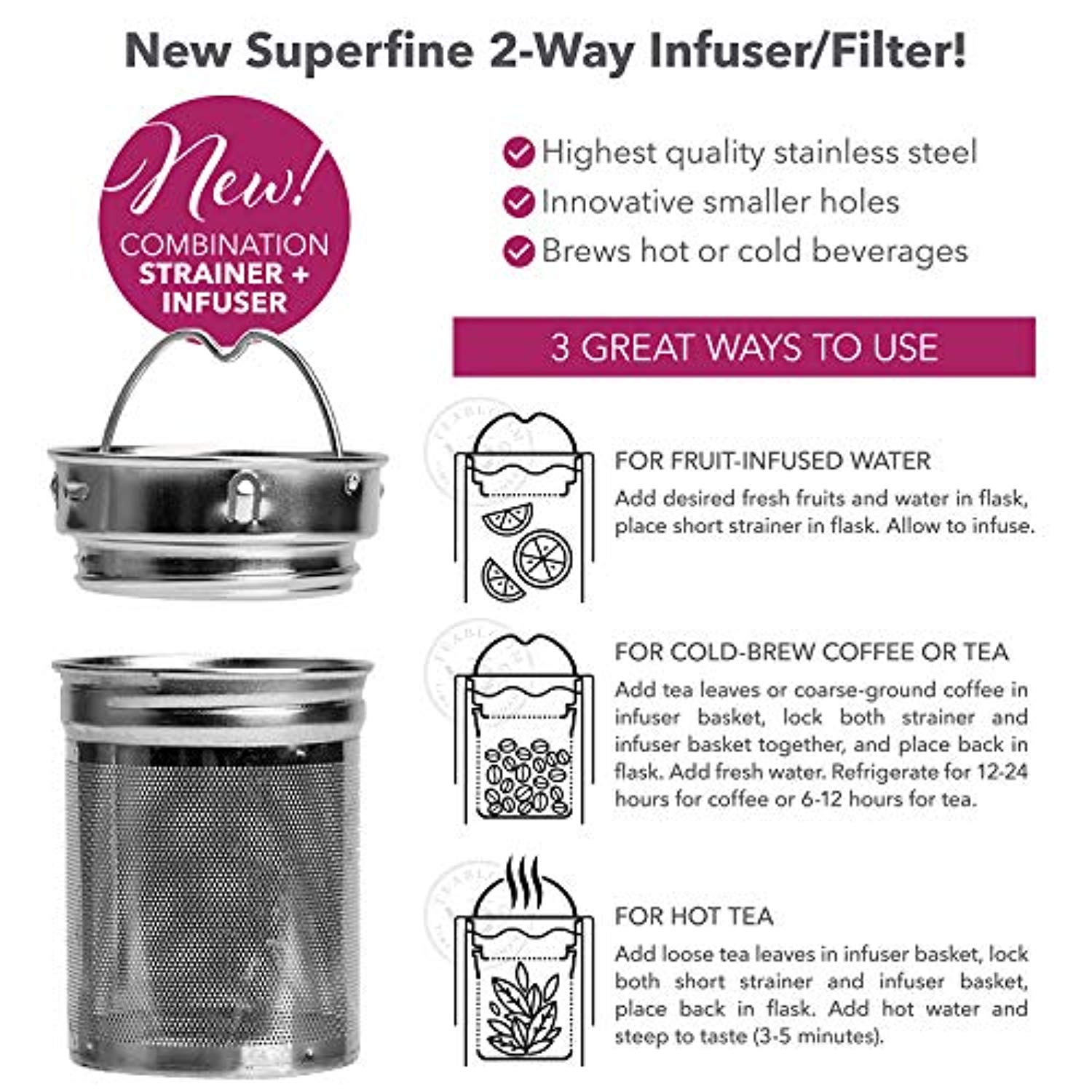 Eco-Friendly Hot and Cold Tea Infuser Travel Tumbler, Large Capacity 17 oz, 500 ml-Toppalletfly