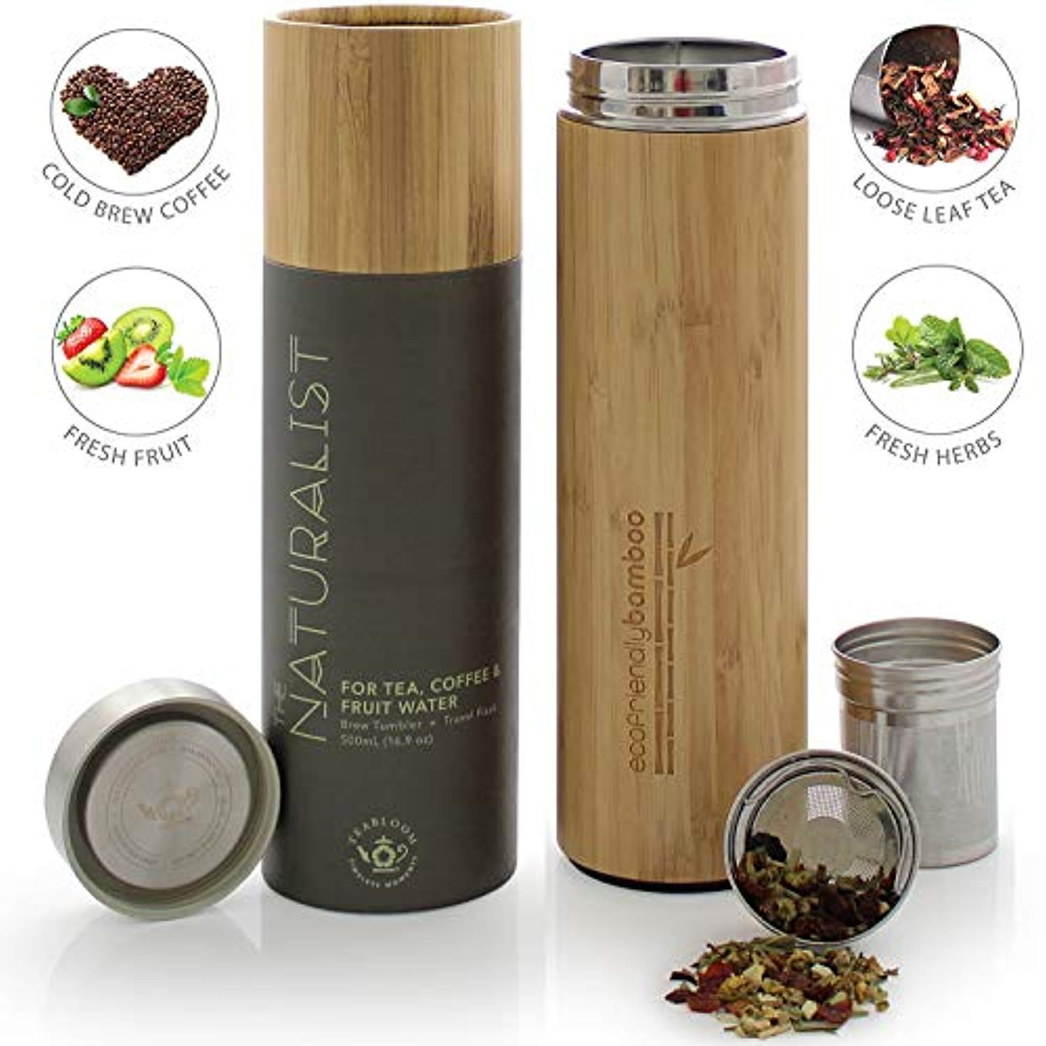 Eco-Friendly Hot and Cold Tea Infuser Travel Tumbler, Large Capacity 17 oz, 500 ml-Toppalletfly