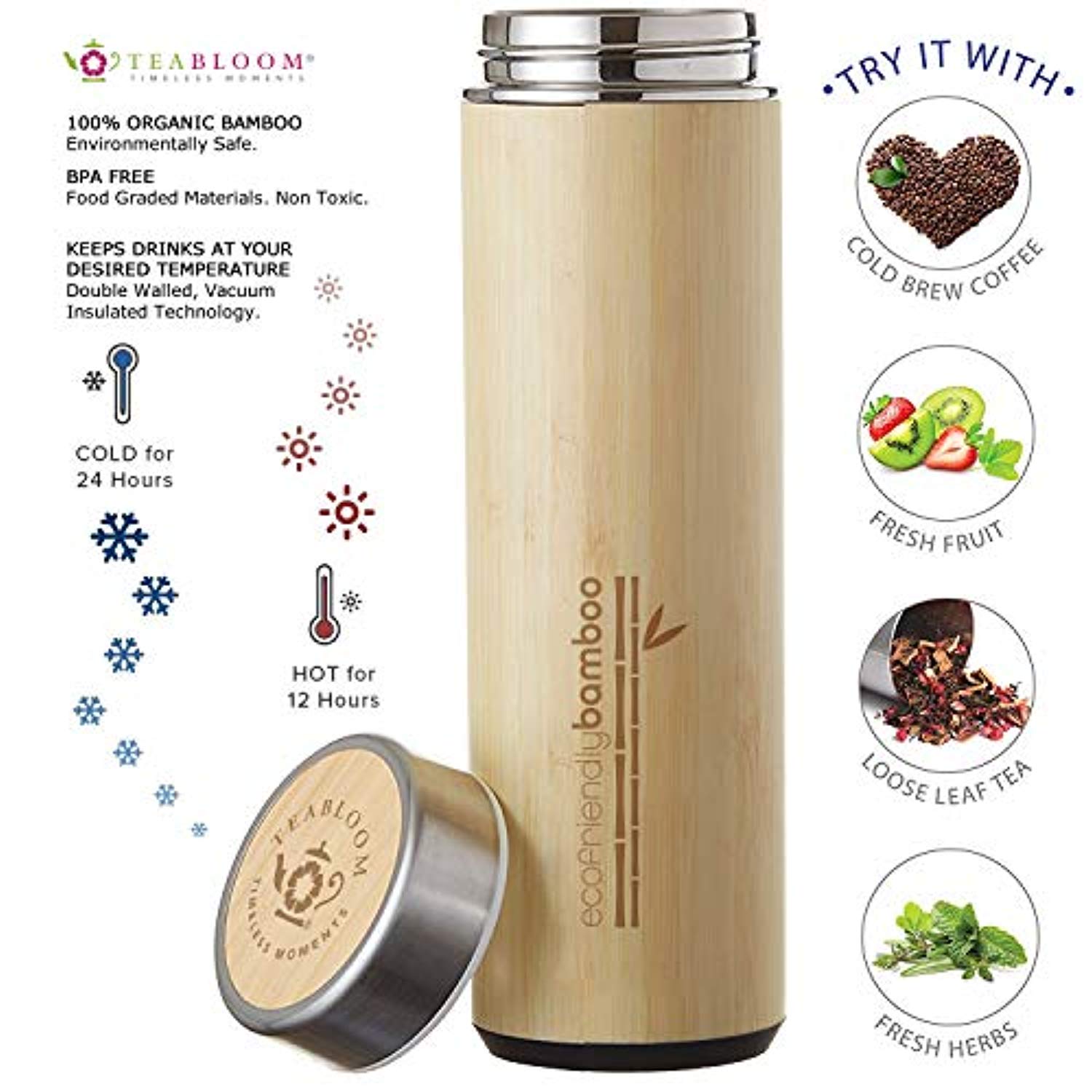 Eco-Friendly Hot and Cold Tea Infuser Travel Tumbler, Large Capacity 17 oz, 500 ml-Toppalletfly