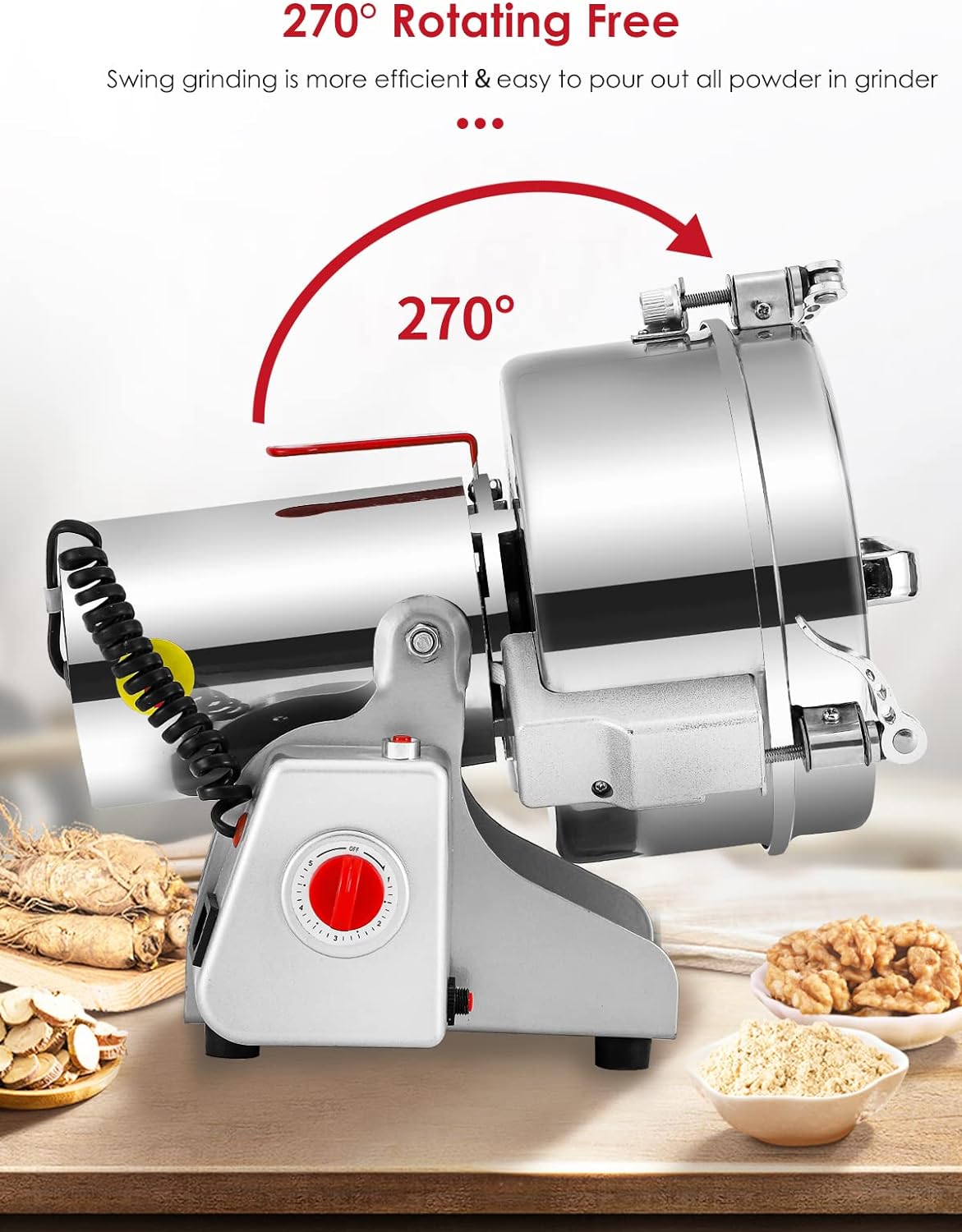 Electric Grain Mill Grinder, Commercial Spice Grinder Stainless Steel-Toppalletfly