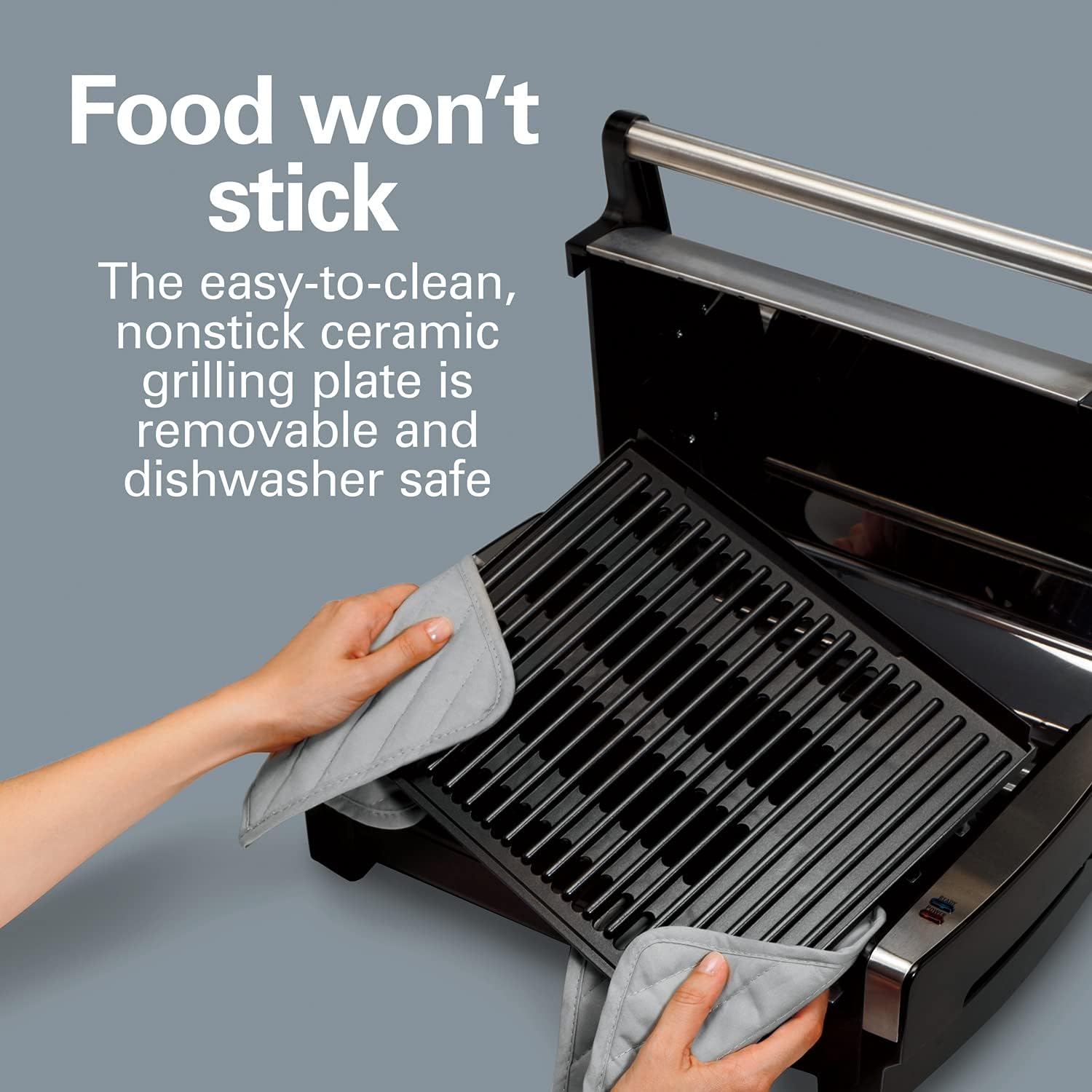 Electric Indoor Searing Grill with Viewing Window and adjustable Temperature Control to 450F, 118 sq. in.-Toppalletfly