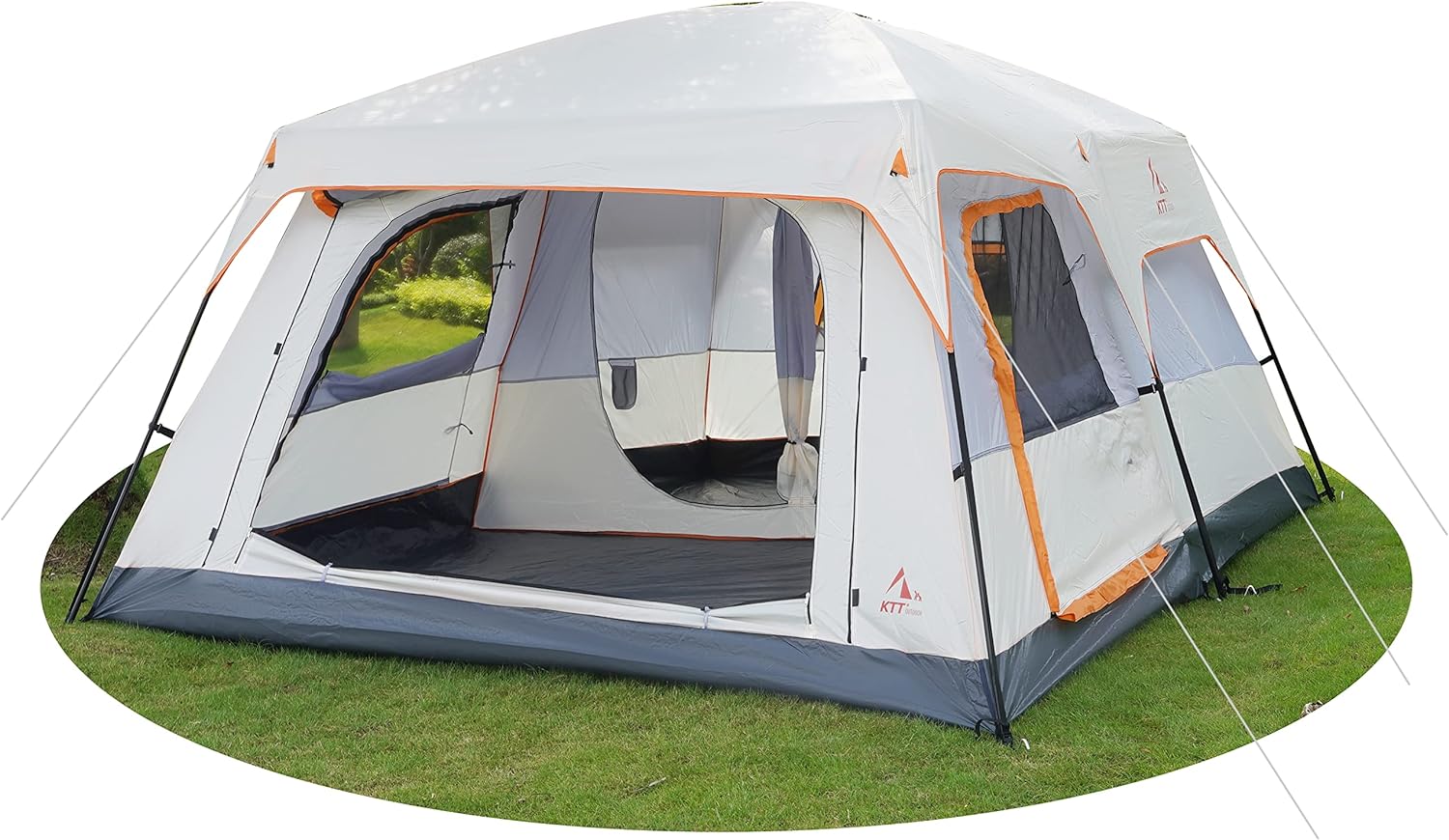 Extra Large Tent 10-12 Person Family Cabin Tents, 2 Rooms, Straight Wall, 3 Doors and 3 Windows with Mesh, Waterproof, Double Layer, Big Tent for Outdoors-Toppalletfly