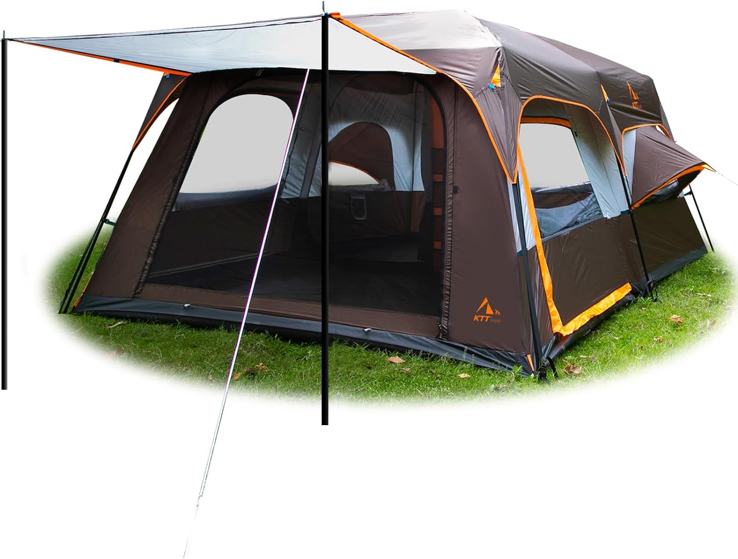 Extra Large Tent 10-12 Person Family Cabin Tents, 2 Rooms, Straight Wall, 3 Doors and 3 Windows with Mesh, Waterproof, Double Layer, Big Tent for Outdoors-Toppalletfly