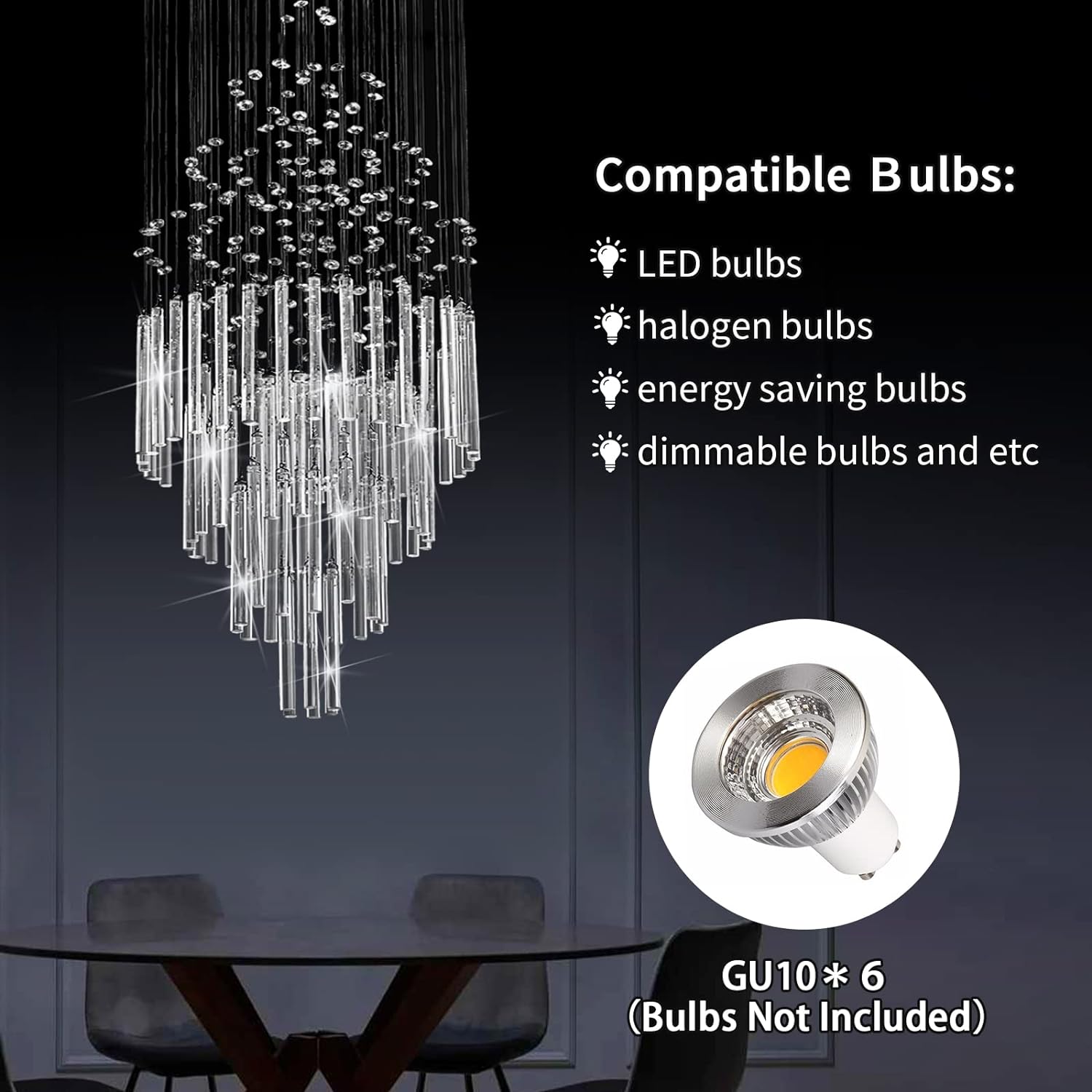 Flush Mount High Ceiling Chandelier, Modern Raindrop Crystal Chandeliers-Toppalletfly