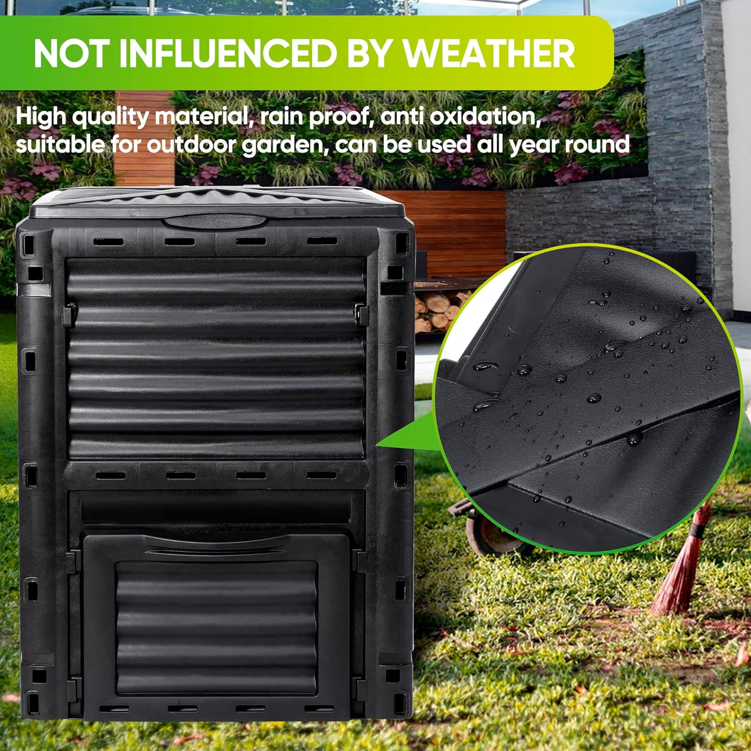 Garden Compost Bin, BPA Free, 80 Gallon, 300 L, Large Compost Bin-Toppalletfly