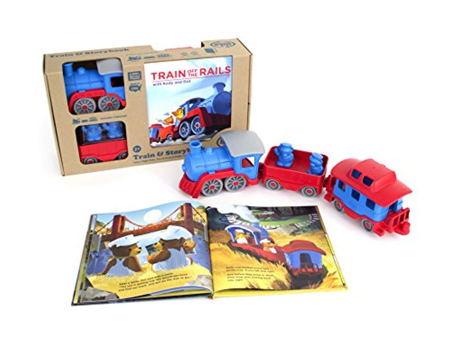 Green Toys Storybook Gift Set Includes Train & Storybook 100% Recycled Plastic-Toppalletfly