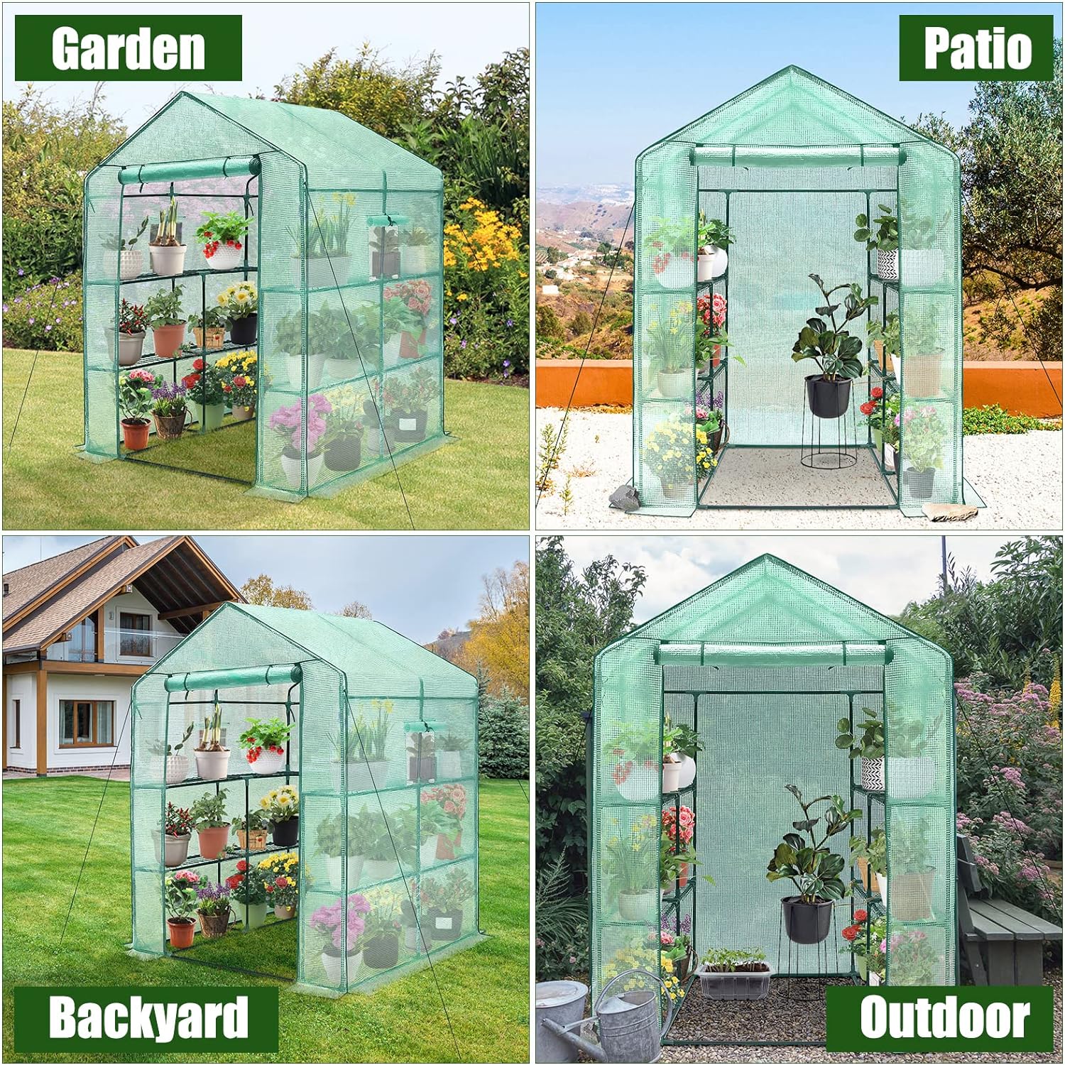 Greenhouse, 56 x 56 x 75'' Durable Green House Kit with Window-Toppalletfly