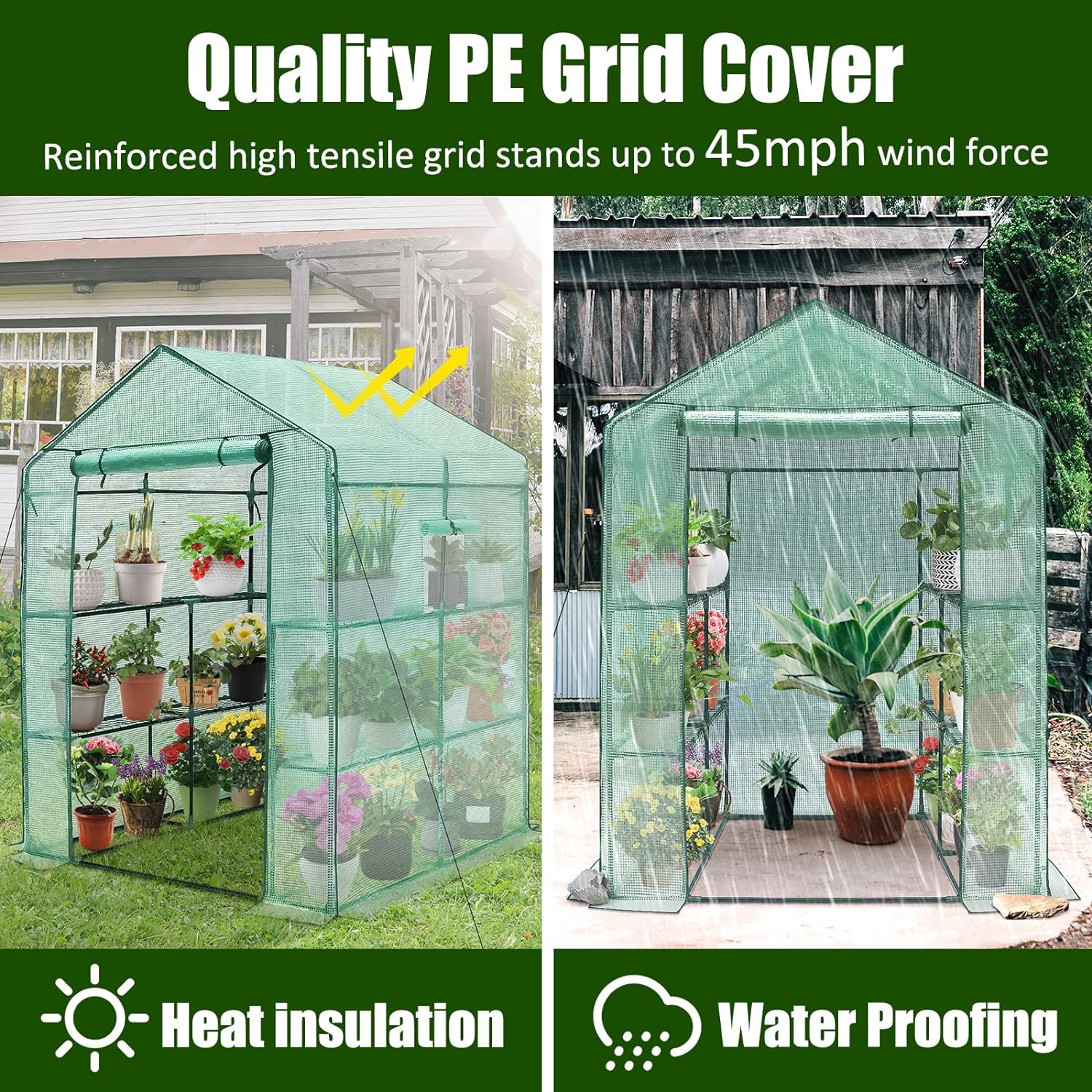 Greenhouse, 56 x 56 x 75'' Durable Green House Kit with Window-Toppalletfly