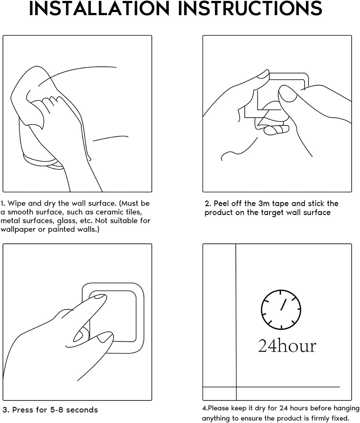 Hand Towel Holder - Self Adhesive Bathroom Towel Bar Stick on Wall, 304 Stainless Steel - 2 Pcs-Toppalletfly